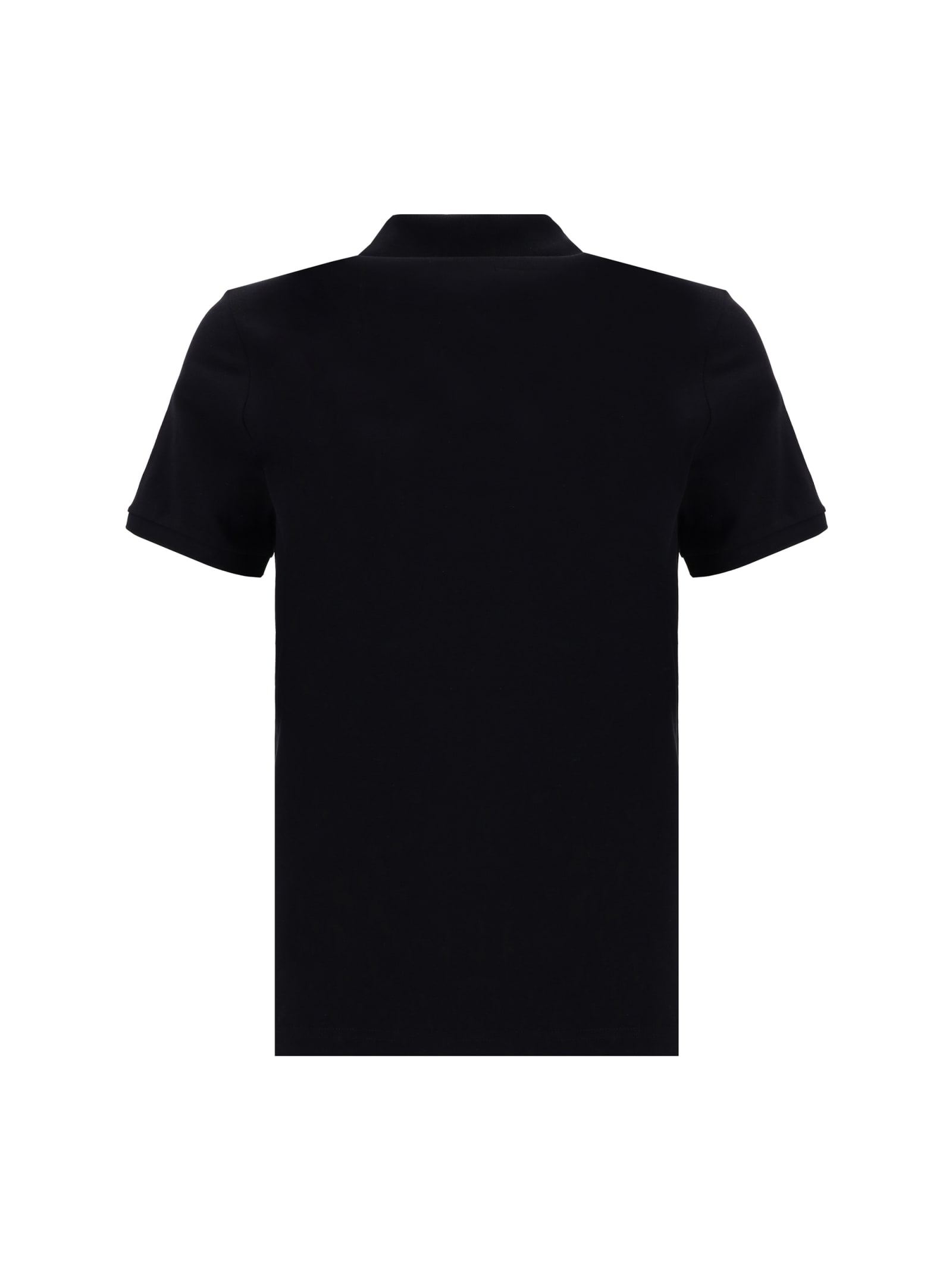 Moose Knuckles Black Polo With Classic Collar And Logo Patch On The Front In Black