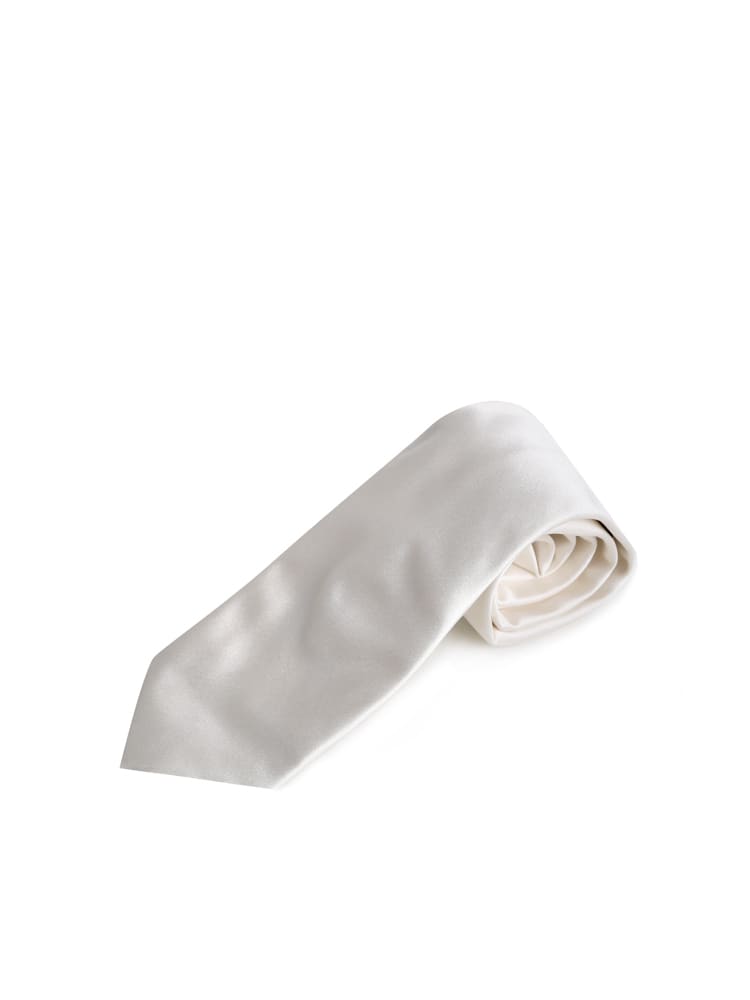 Shop Ermenegildo Zegna Silk Satin Tie In White
