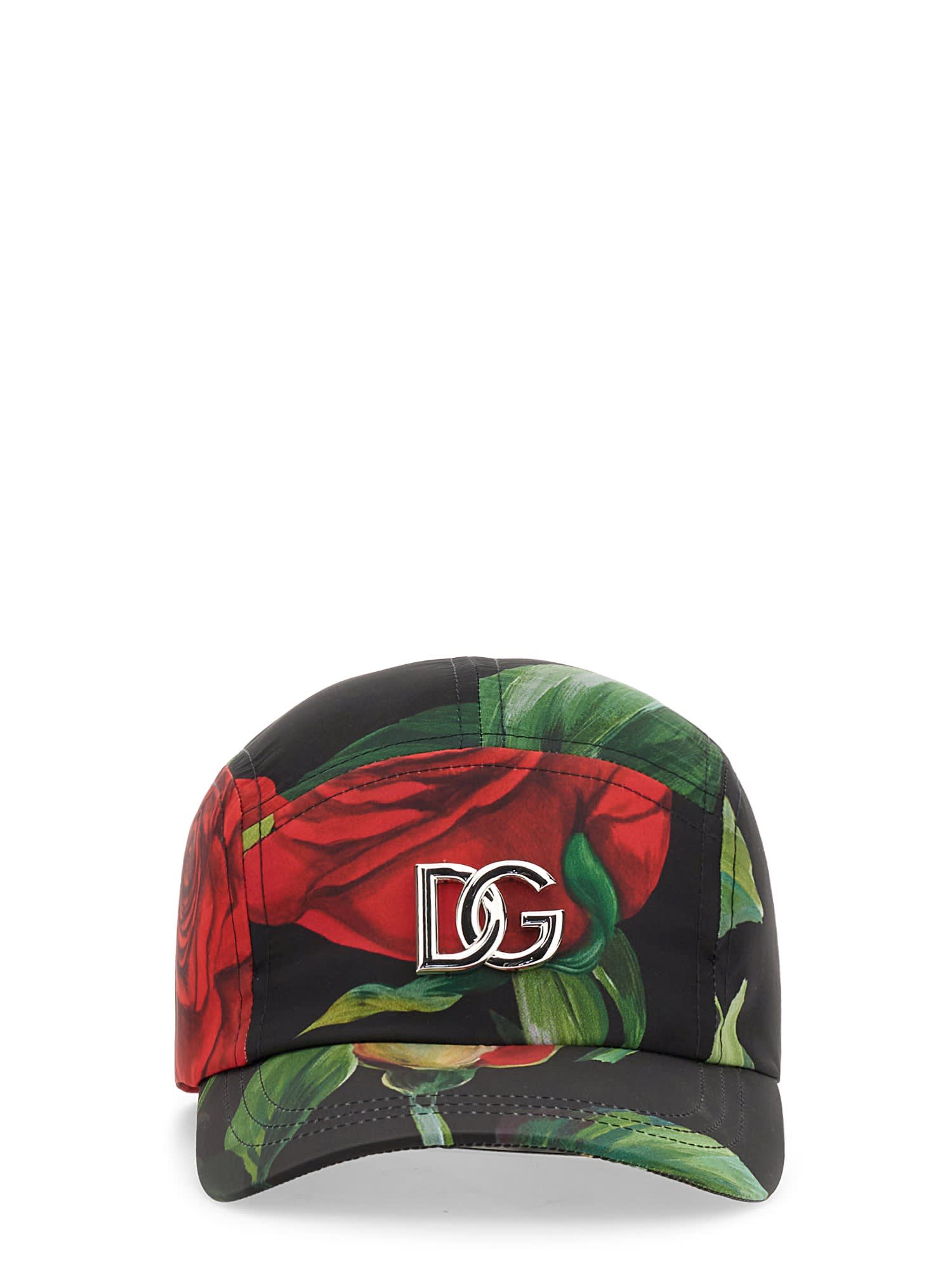 Dolce & Gabbana Rose Print Baseball Hat
