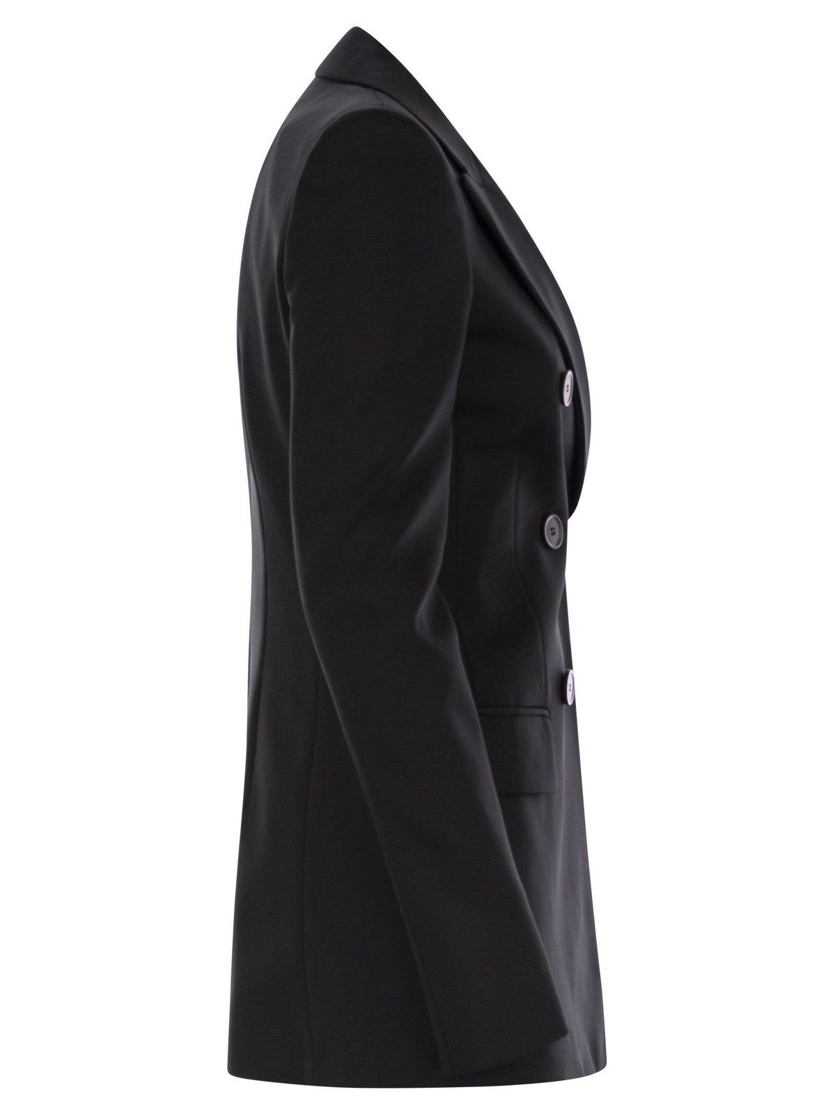 Sportmax Double-breasted Virgin Wool Blazer In Nero