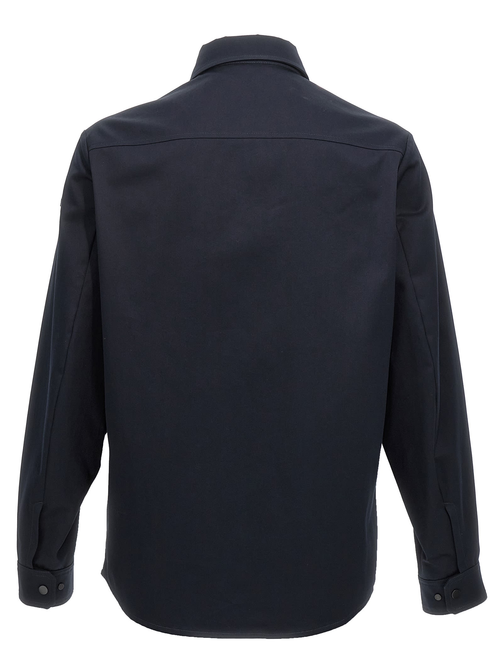 Shop Moncler Cotton Crêpe Shirt In Blue