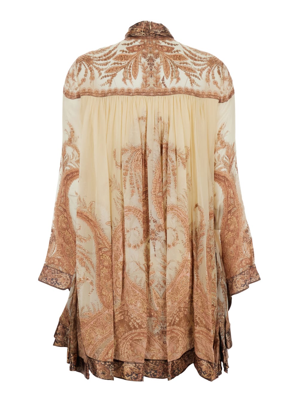 Zimmermann Hypnotic Multicolor Mini Dress With Pussybow Collar And All-over Paisley Print In Silk Blend Woman In Neutral