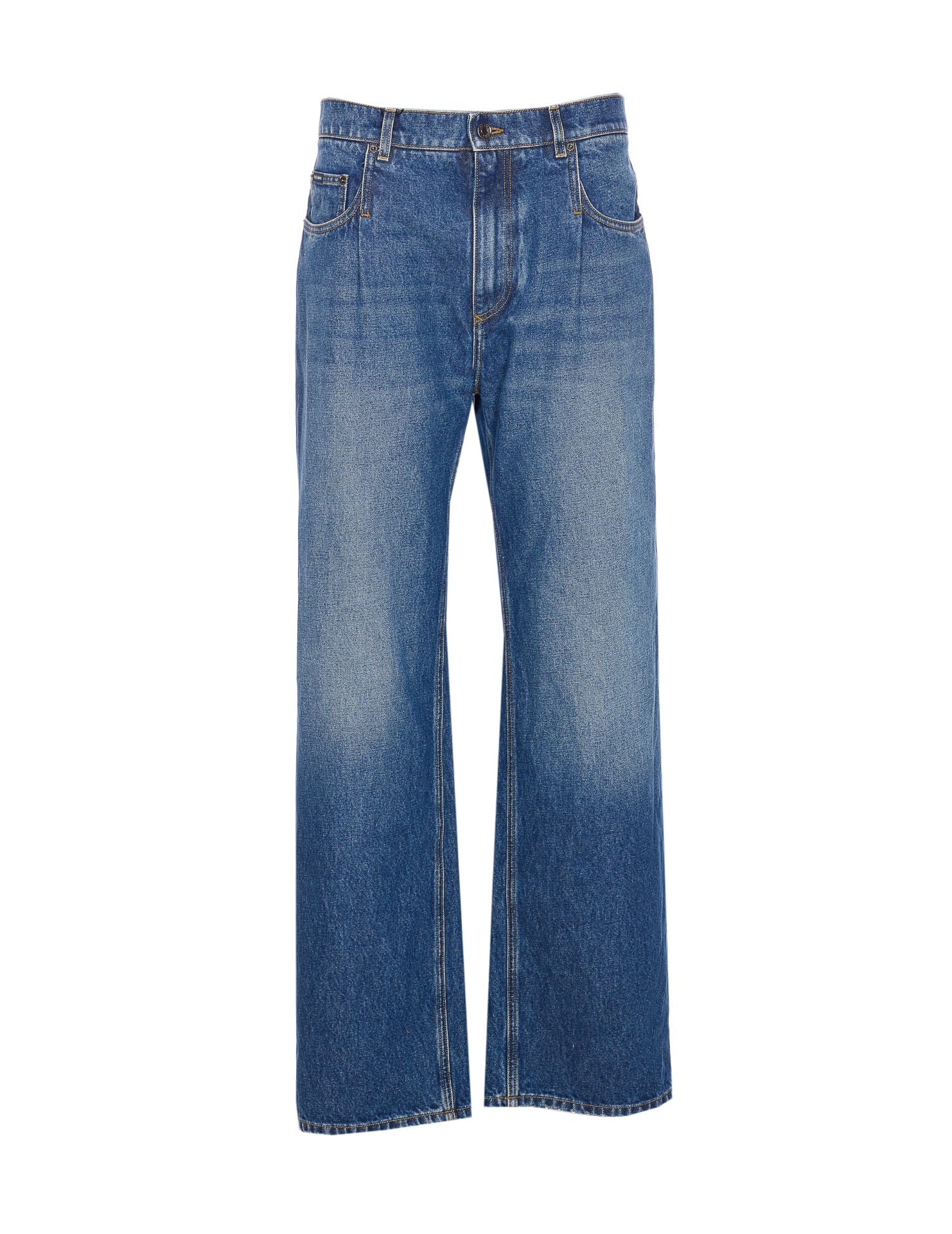 Dolce & Gabbana Plaque Logo Jeans In Blue