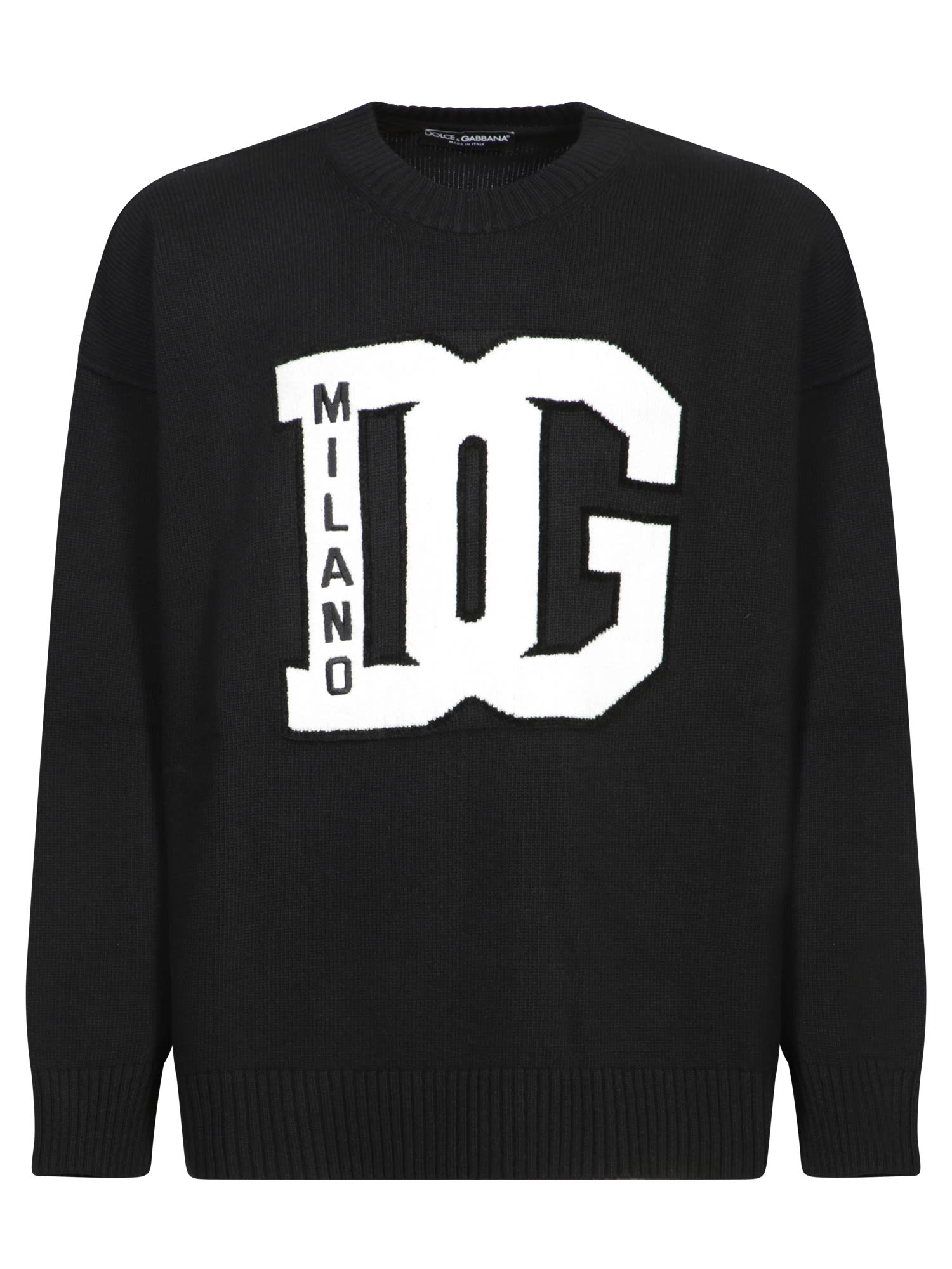 Shop Dolce & Gabbana Dg Logo Black Crewneck Sweater