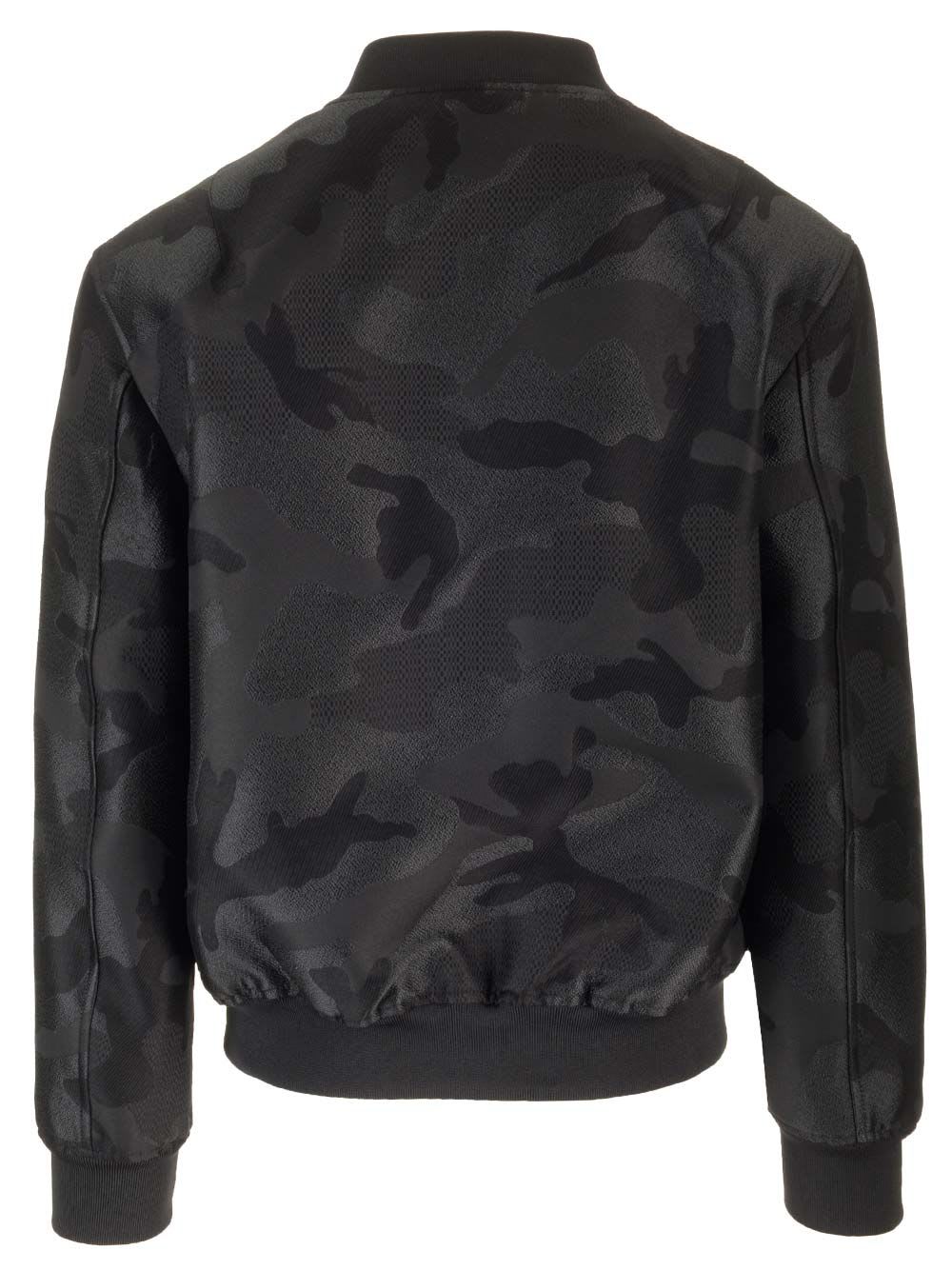 Shop Valentino Bomber Jacket With All-over Camounoir Pattern In Black