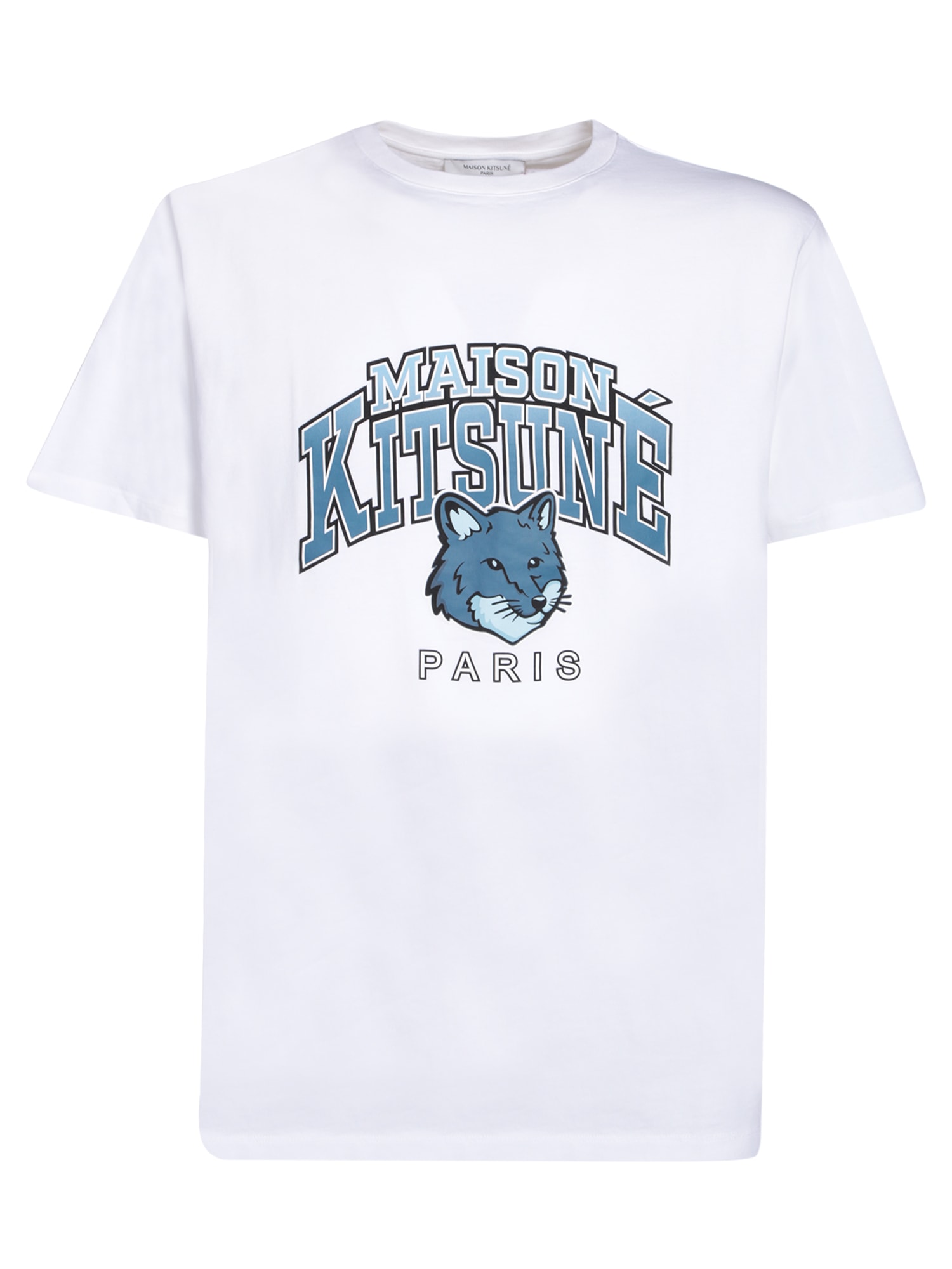 Shop Maison Kitsuné Campus Fox T-shirt In White