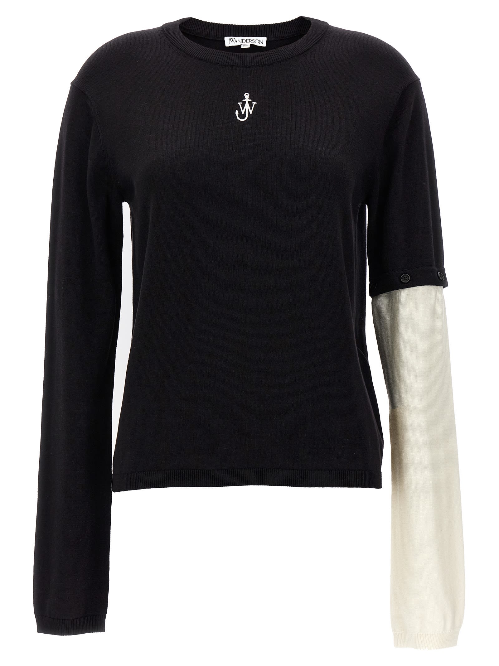 Shop Jw Anderson Removable Sleeve Sweater In White/black