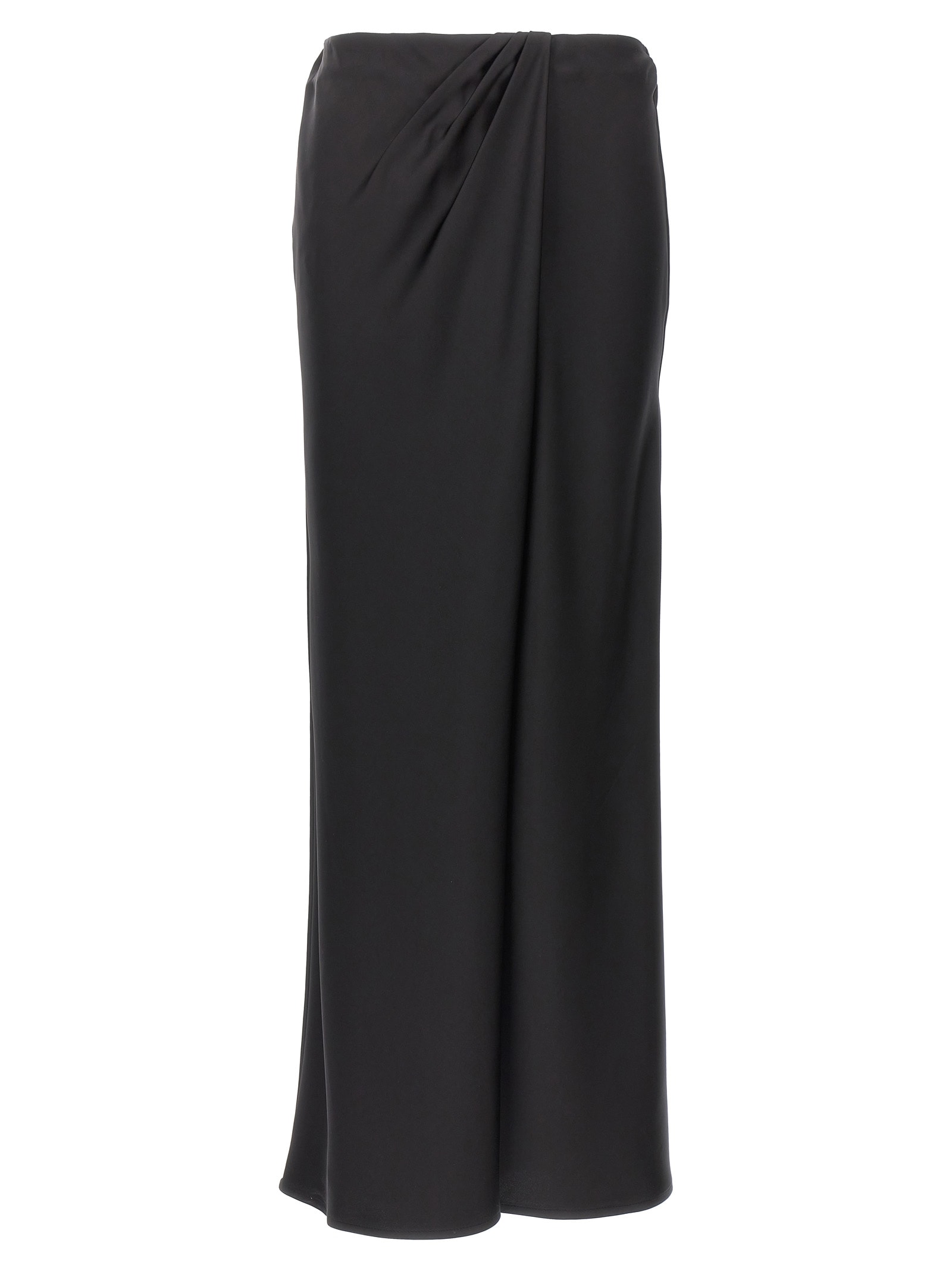 Long Skirt With Draped Detail In Satin