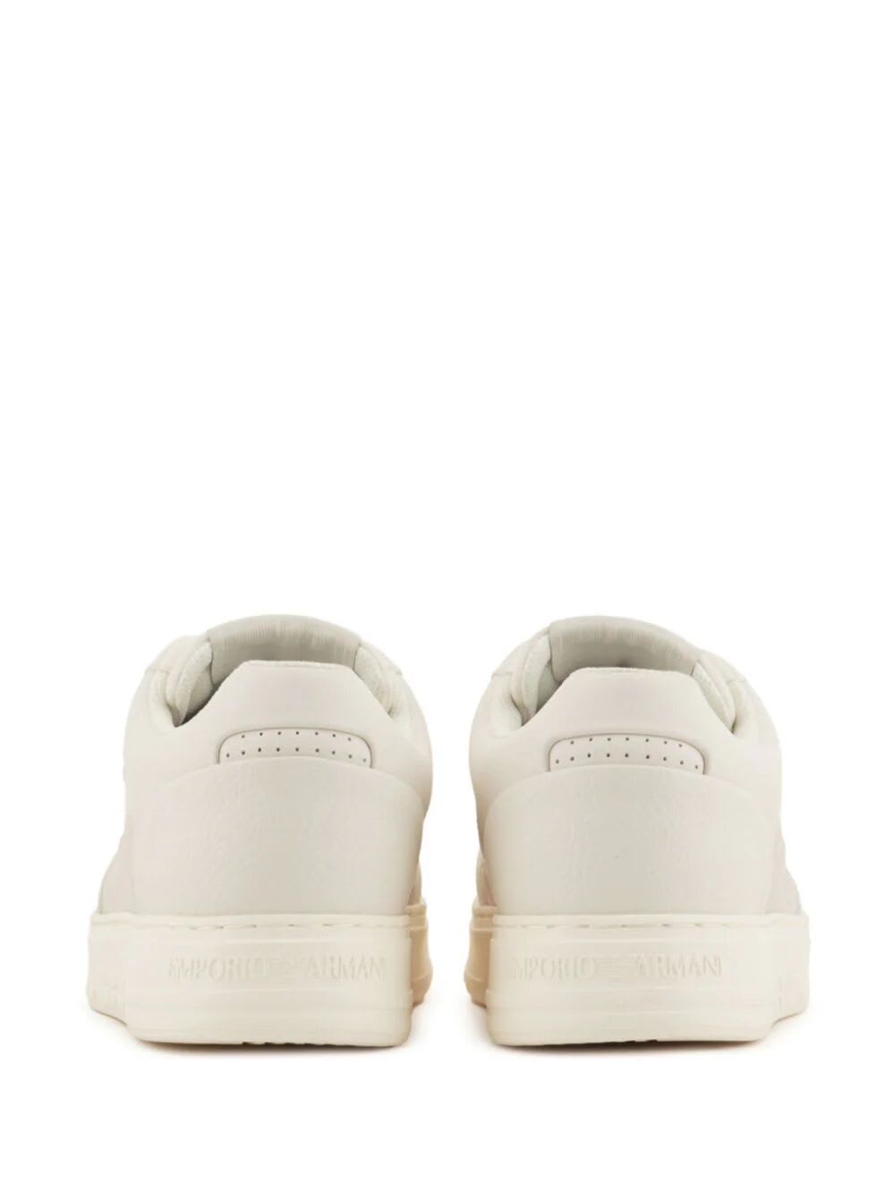 Shop Emporio Armani Suede Sneaker In Off White