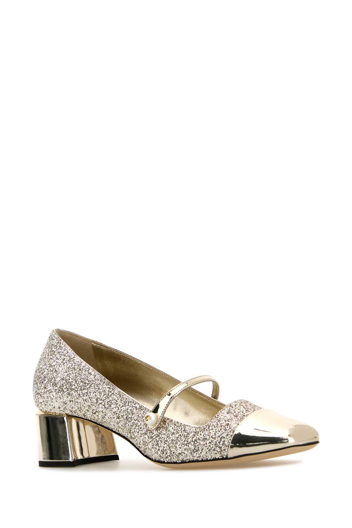Jimmy Choo Glitter And Laminated Leather Pumps Color Gold And Sand In Goldsand