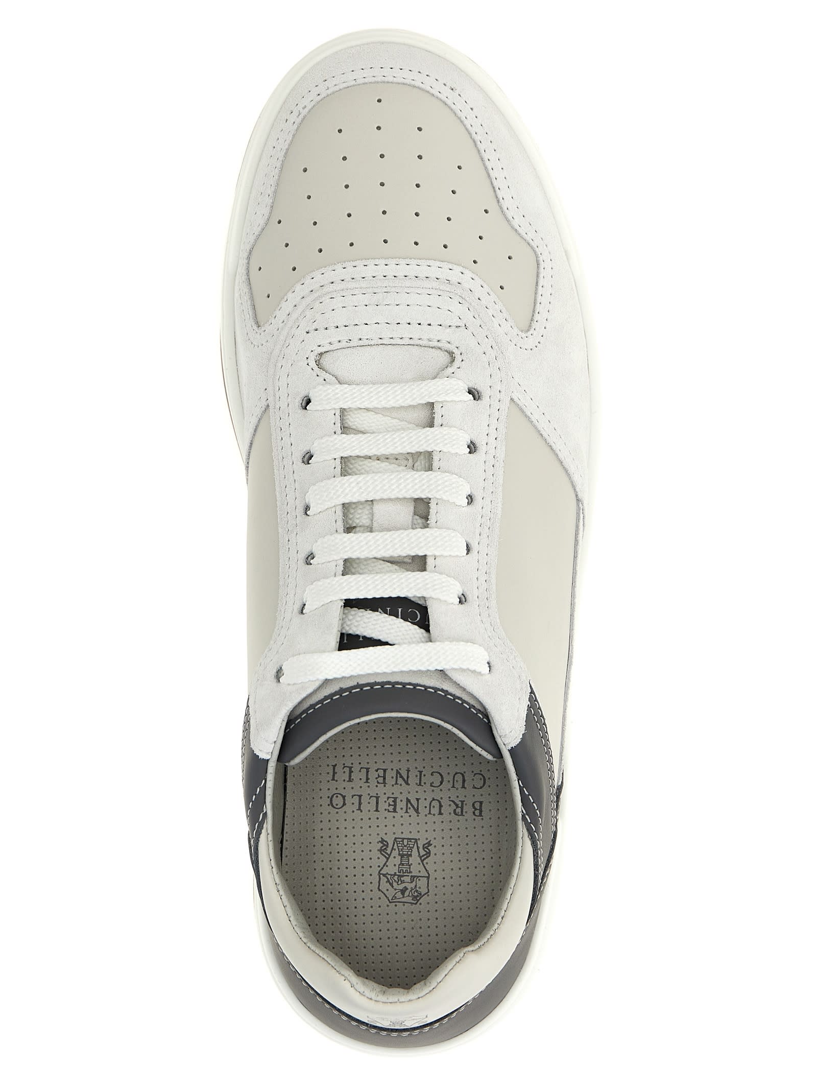 Shop Brunello Cucinelli Suede Leather Sneakers In Gray