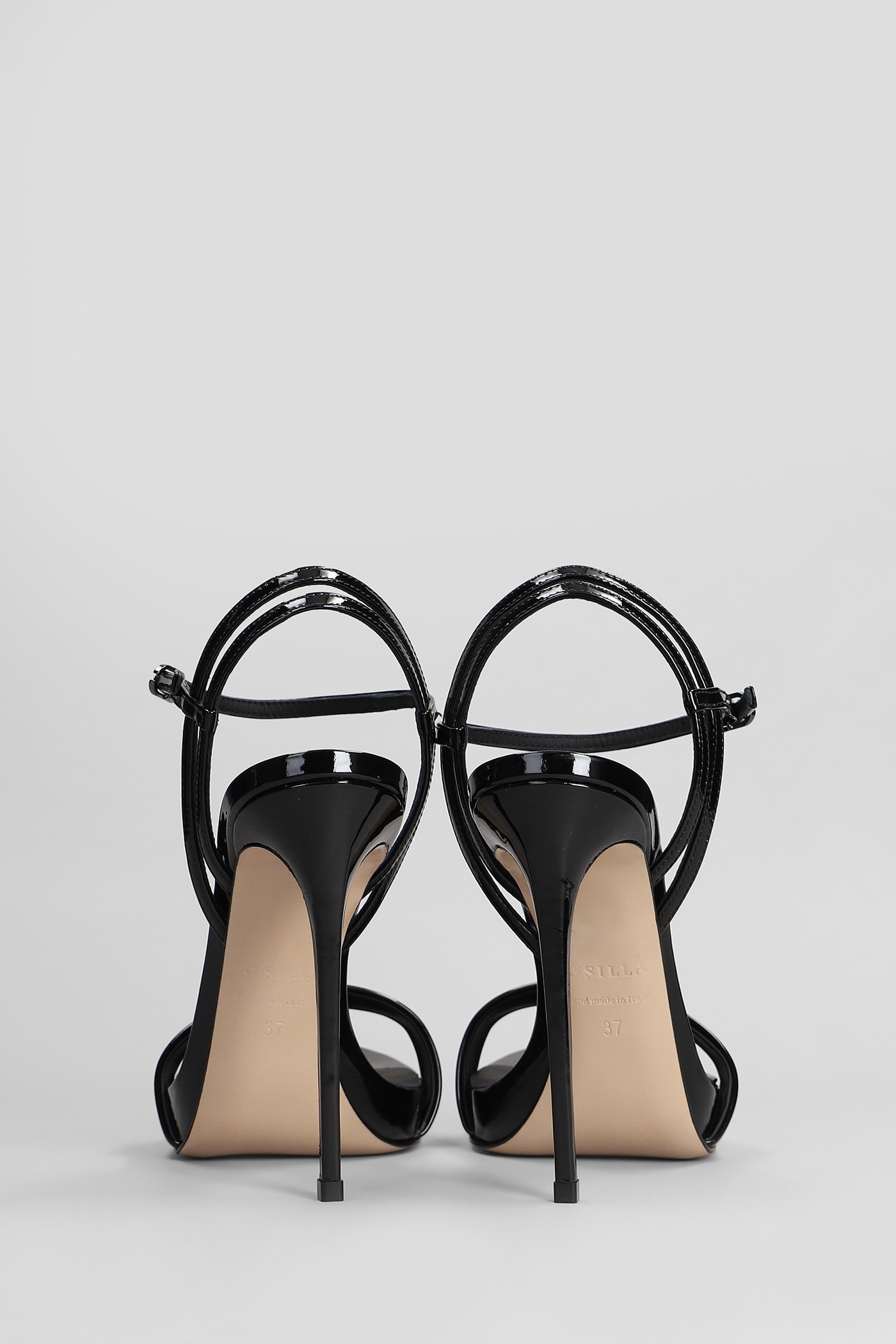 Shop Le Silla Gwen Sandals In Black Patent Leather