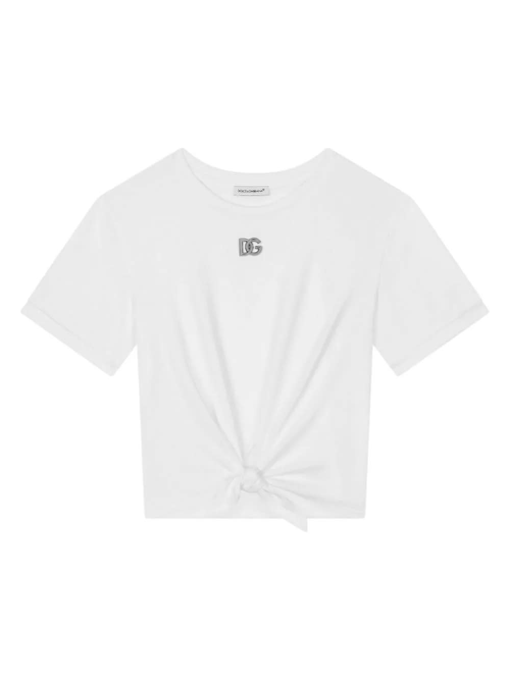 Shop Dolce & Gabbana White T-shirt With Dg Metal Logo