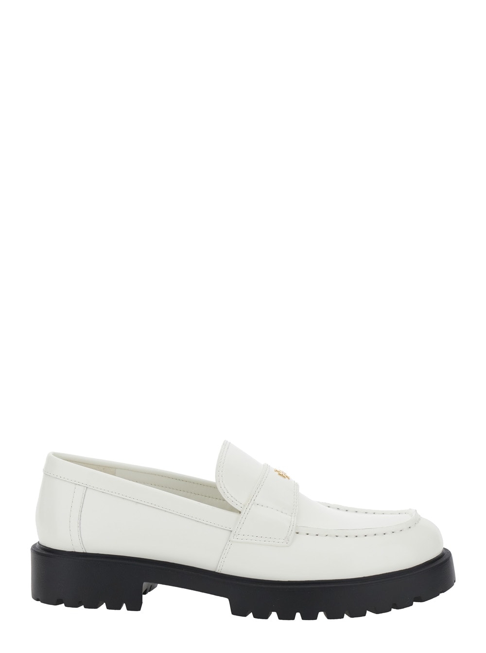 Tory Burch White Loafer With Logo Plate In Nappa Leather Woman In Bianco