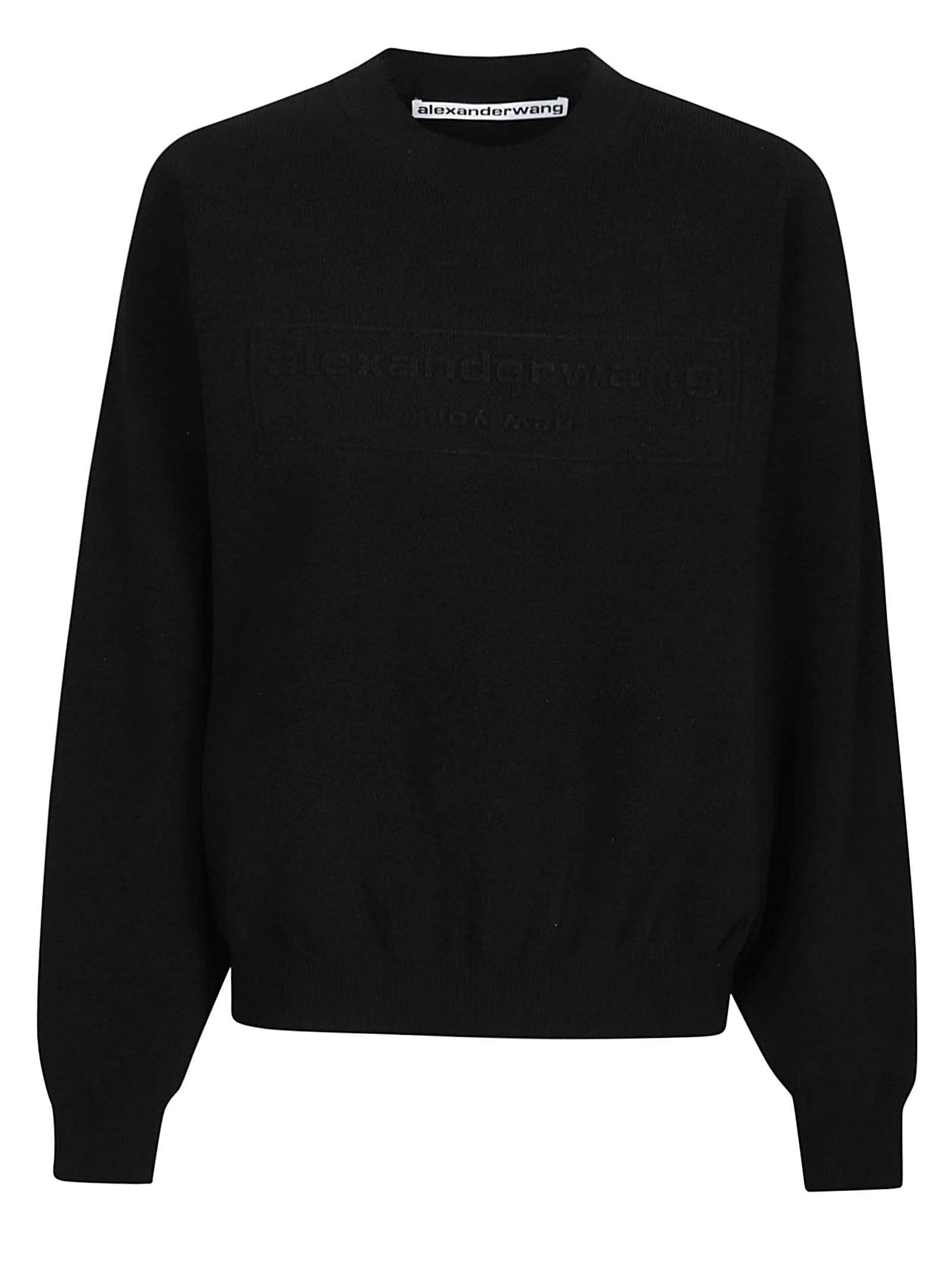 Shop Alexander Wang Embossed Logo Ribbed Sweater In Black