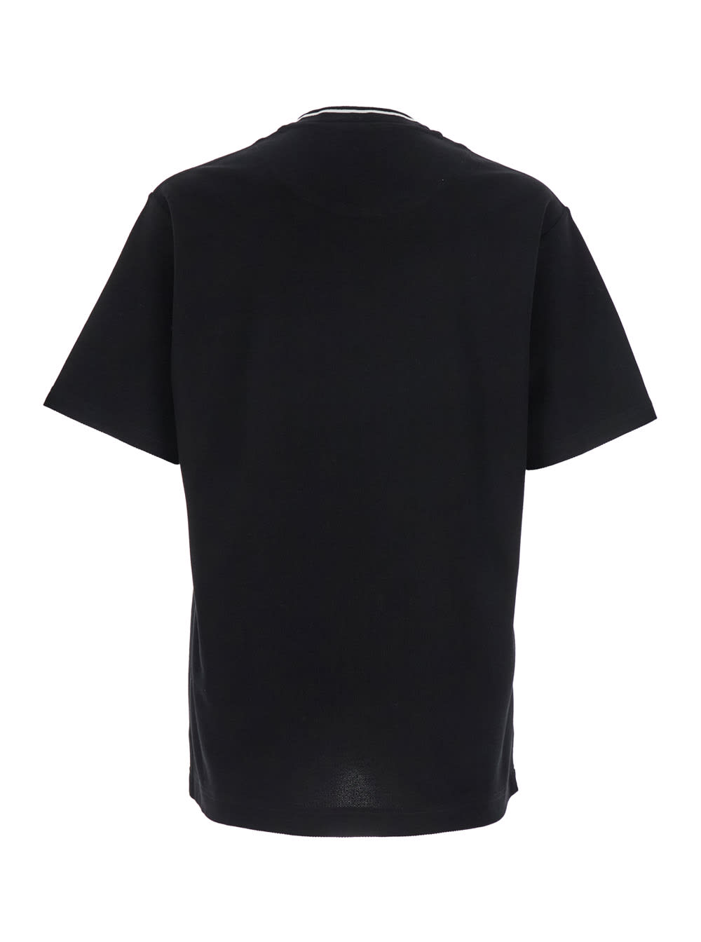 Dolce & Gabbana Black Crewneck T-shirt With Logo Embroidery On The Front In Black