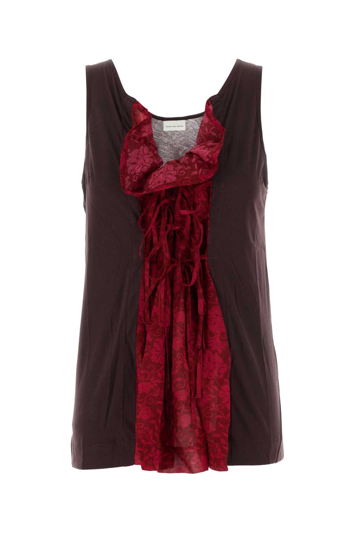 Shop Dries Van Noten Brown Cotton Blend Gamba Tank Top In Burgundy