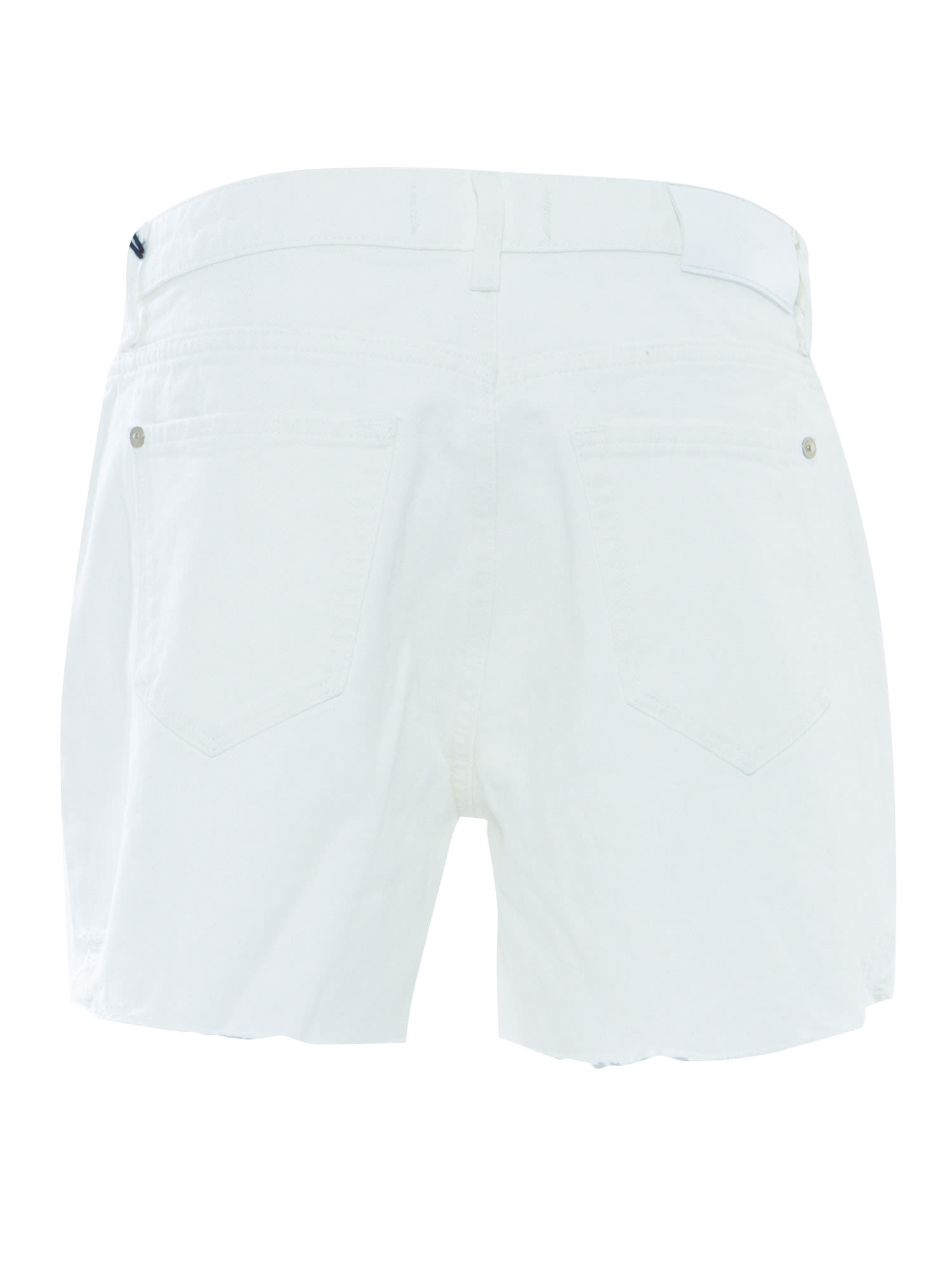 7 For All Mankind Monroe Long Shorts Milkyway With Distress Hem In White