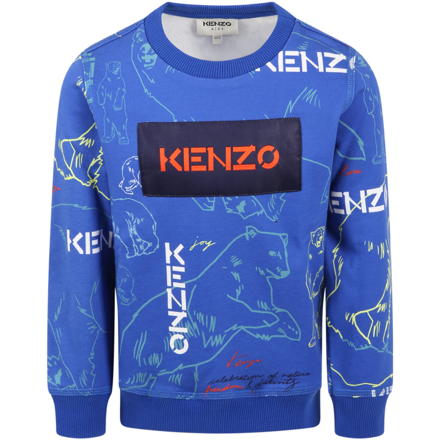Kenzo Kids Blue Sweatpants For Boy With Logo
