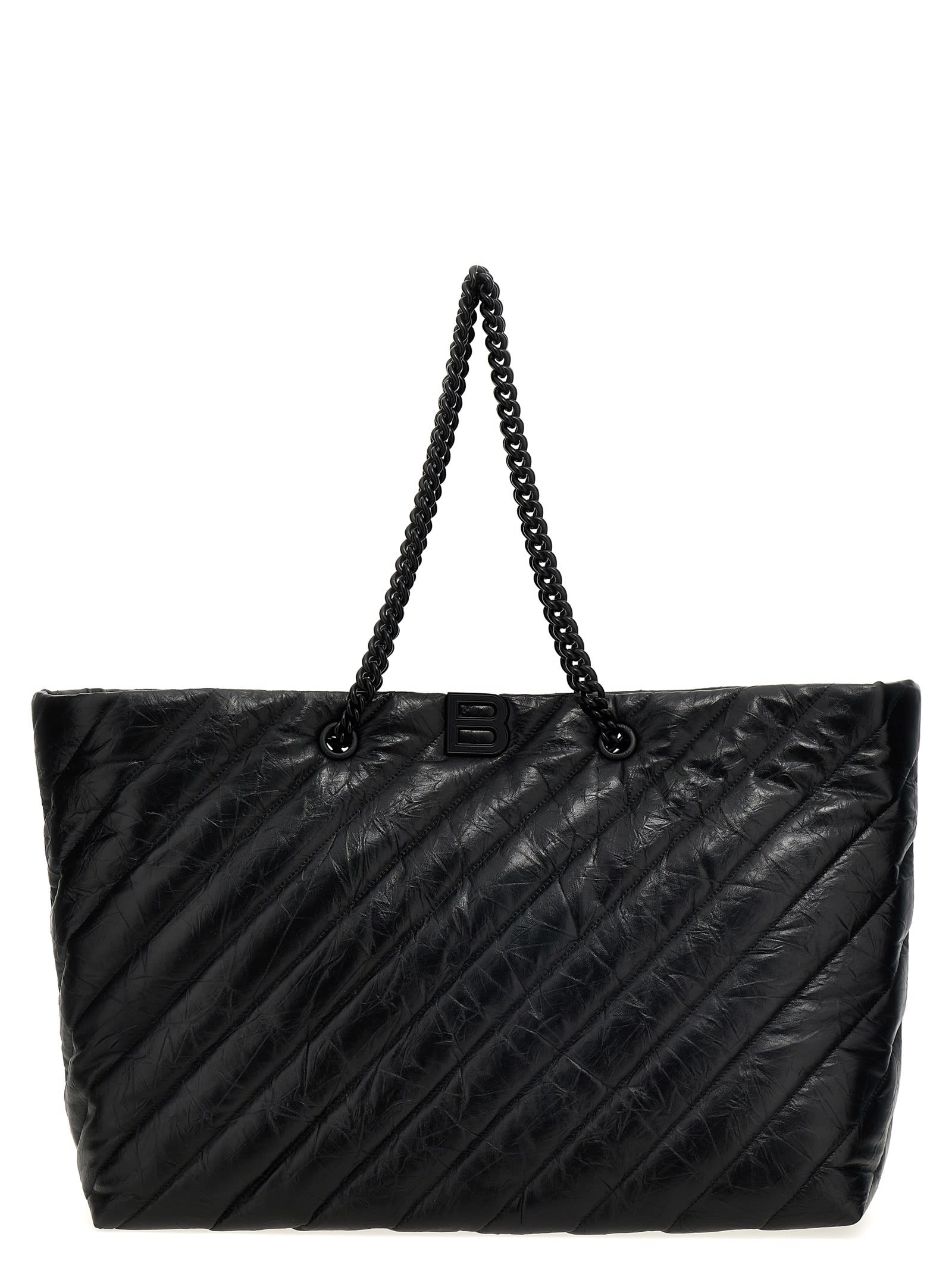 Shop Balenciaga Carry All Crush Large Shopping Bag In Black