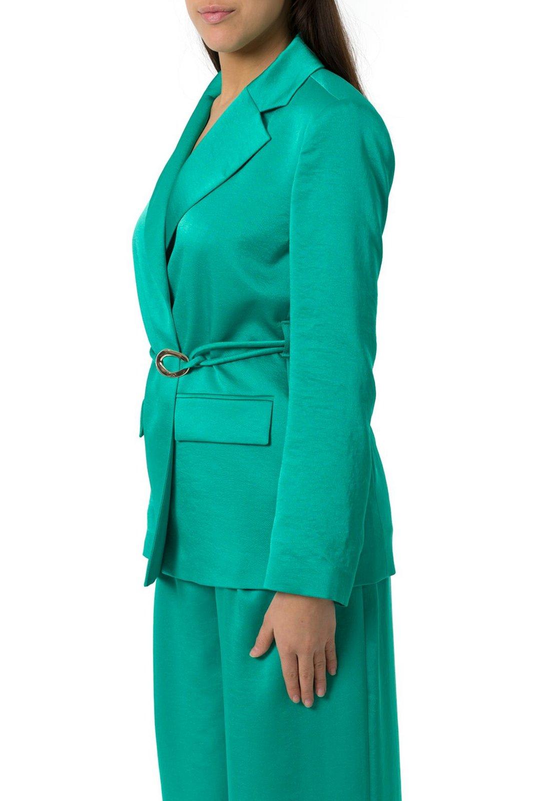 LIU •JO PEAK-LAPELS SATIN BLAZER
