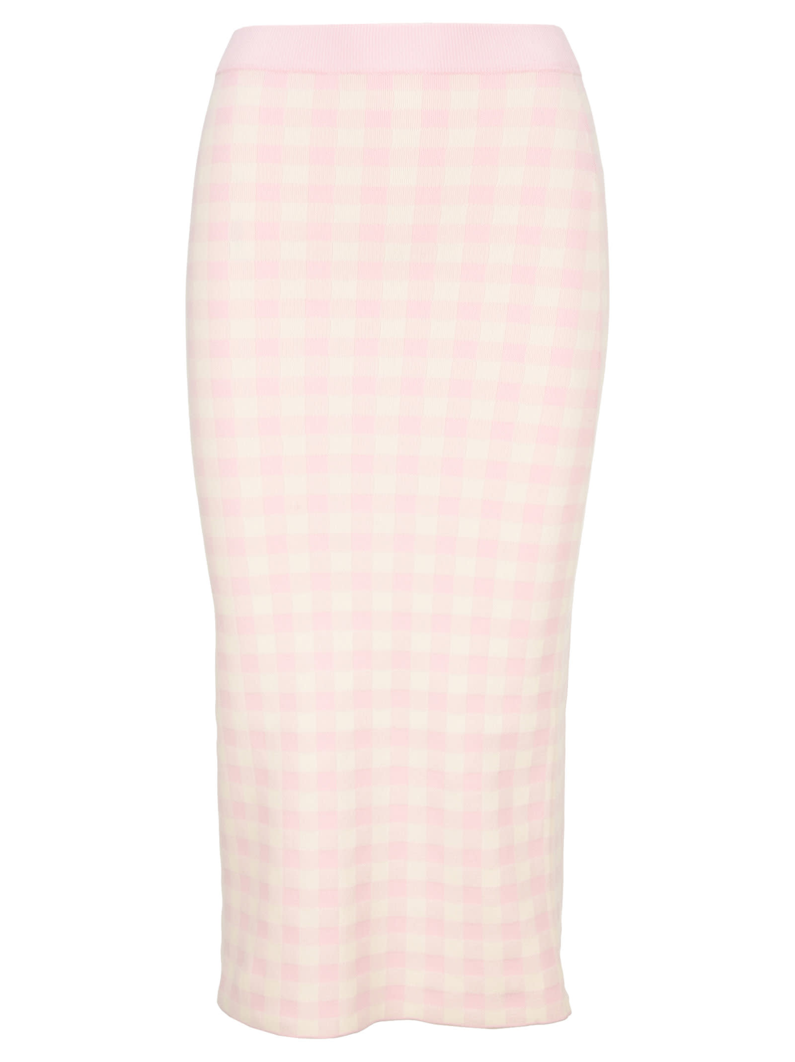 Alessandra Rich Gingham-print Midi Skirt In Pink