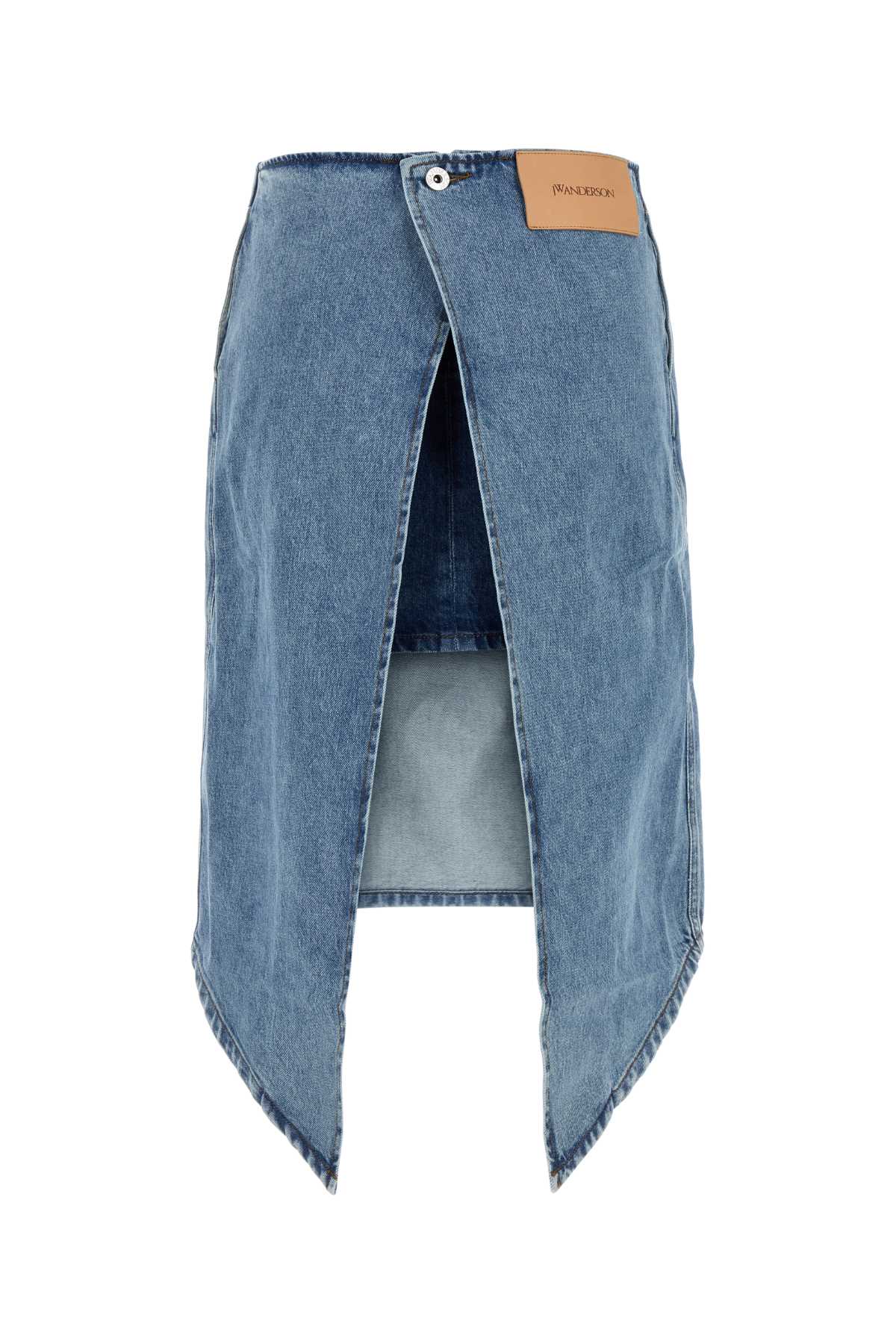 Jw Anderson Women Light Blue Cotton Denim Layered Midi Skirt