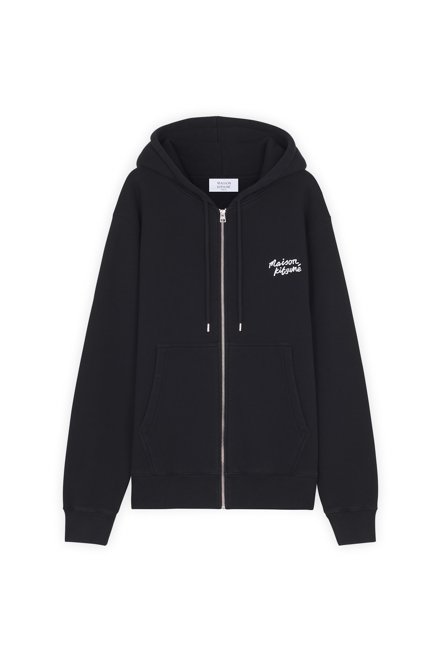 Shop Maison Kitsuné Handwriting Comfort Zipped Hoodie In Black White Bicolor