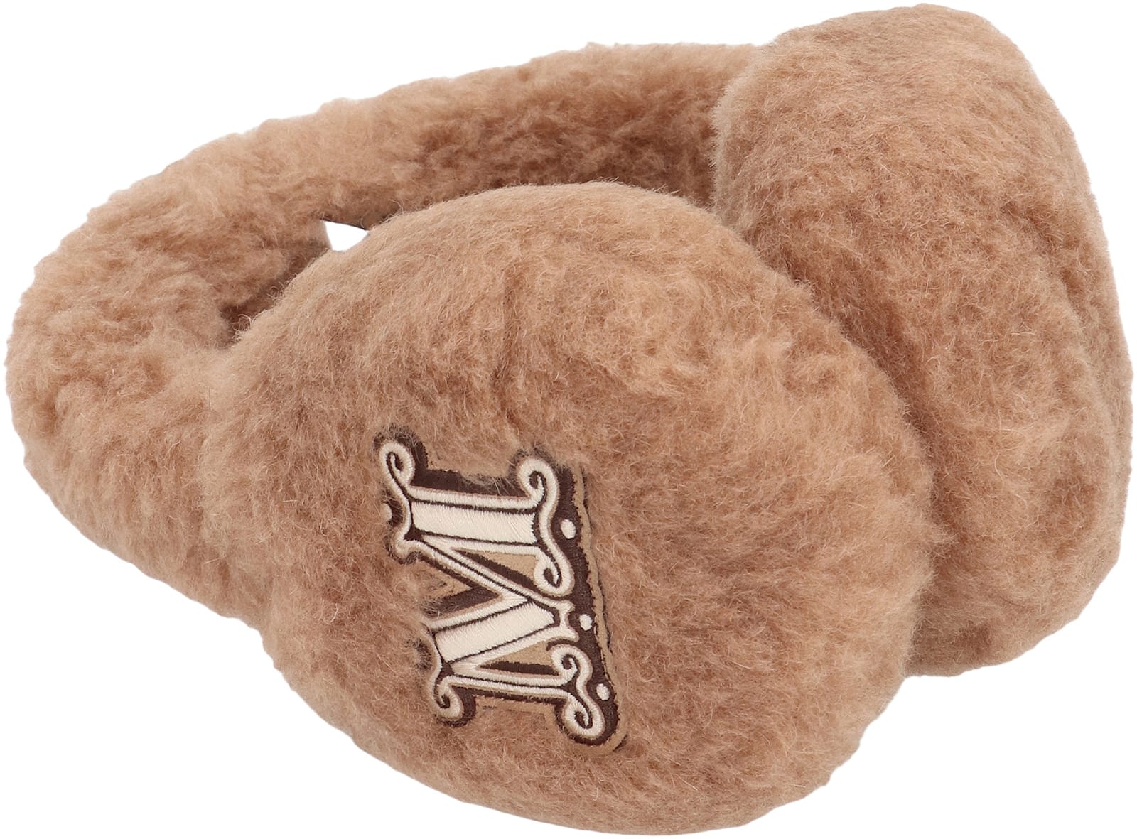 Max Mara Muffy Earmuff Monogram Wool Silk Blend In Brown