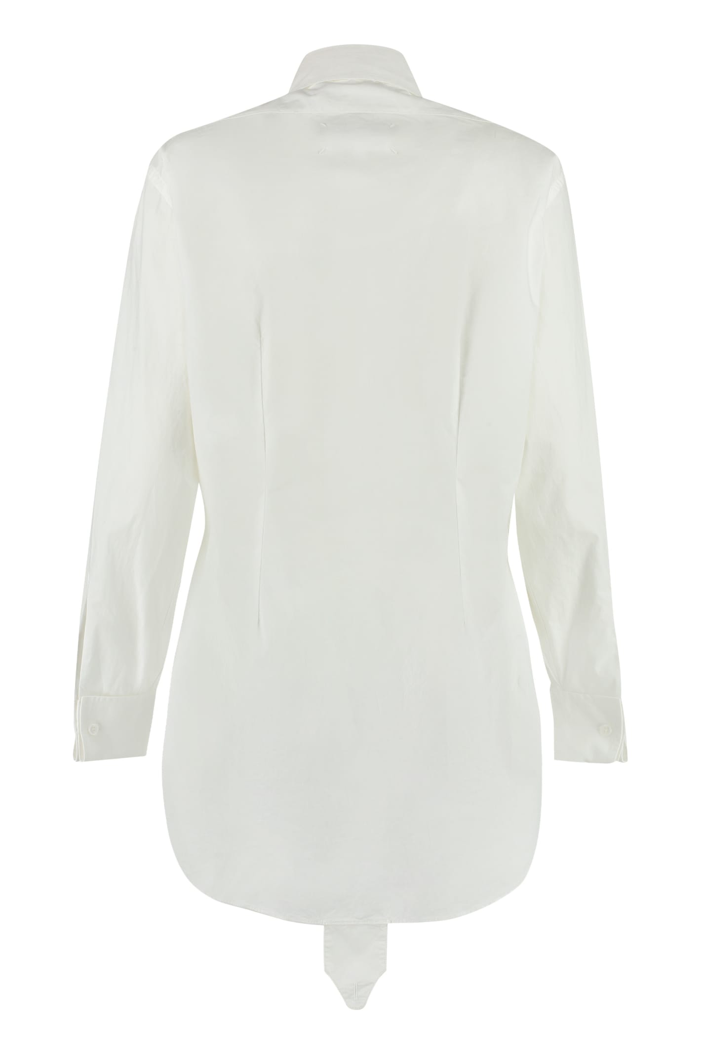 Shop Maison Margiela Long Sleeve Cotton Shirt In White