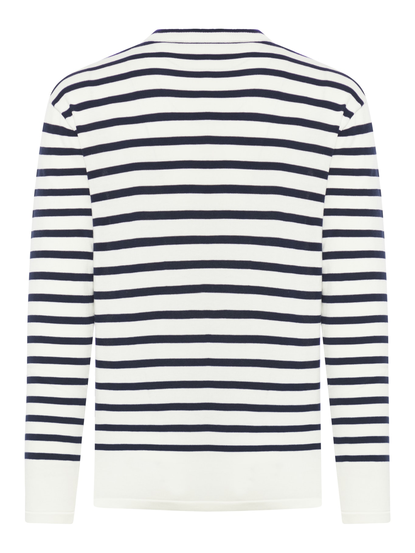 Shop Maison Kitsuné Fox Head Intarsia Comfort Striped Jumper In Deep Navy Offwhite Stripes