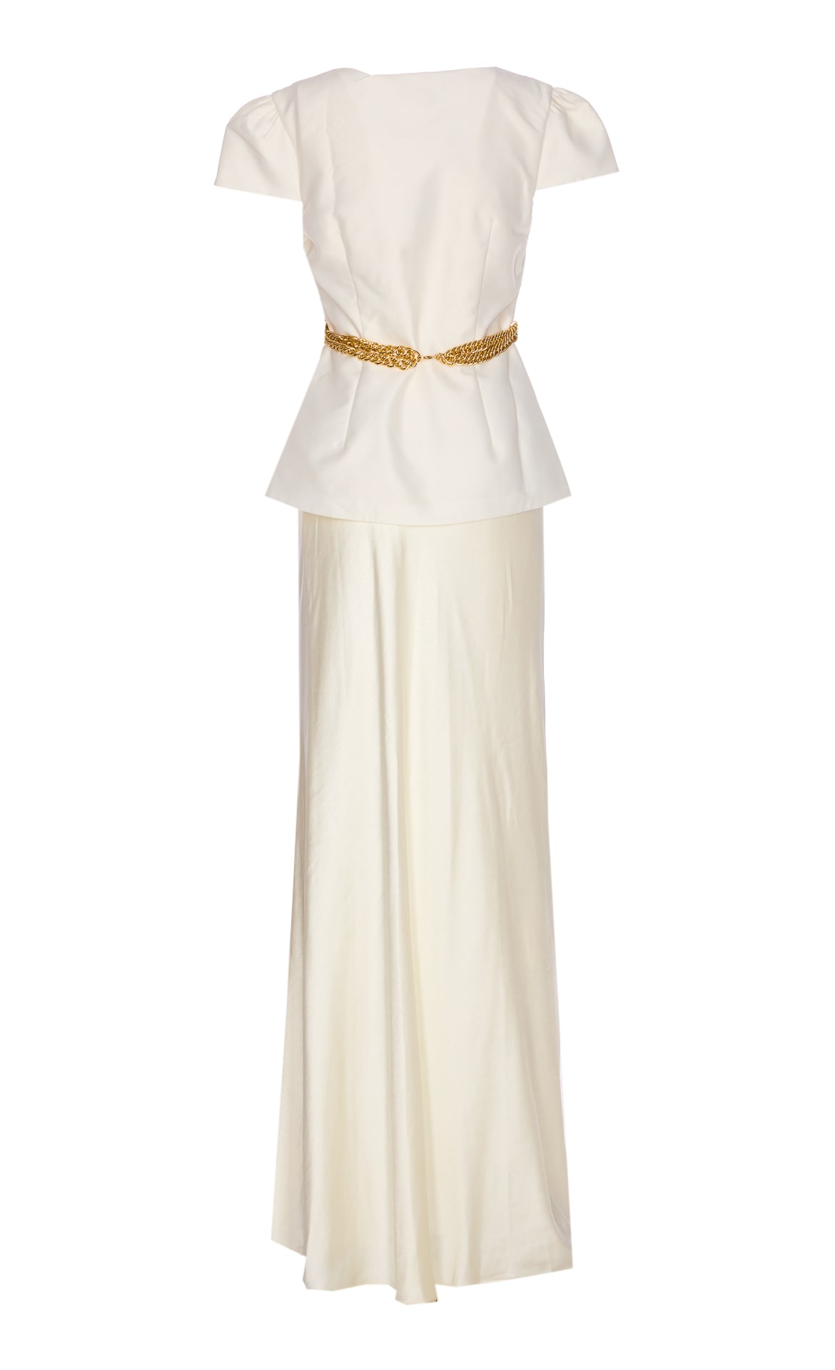Self-portrait Chain Belt Maxi Dress In White