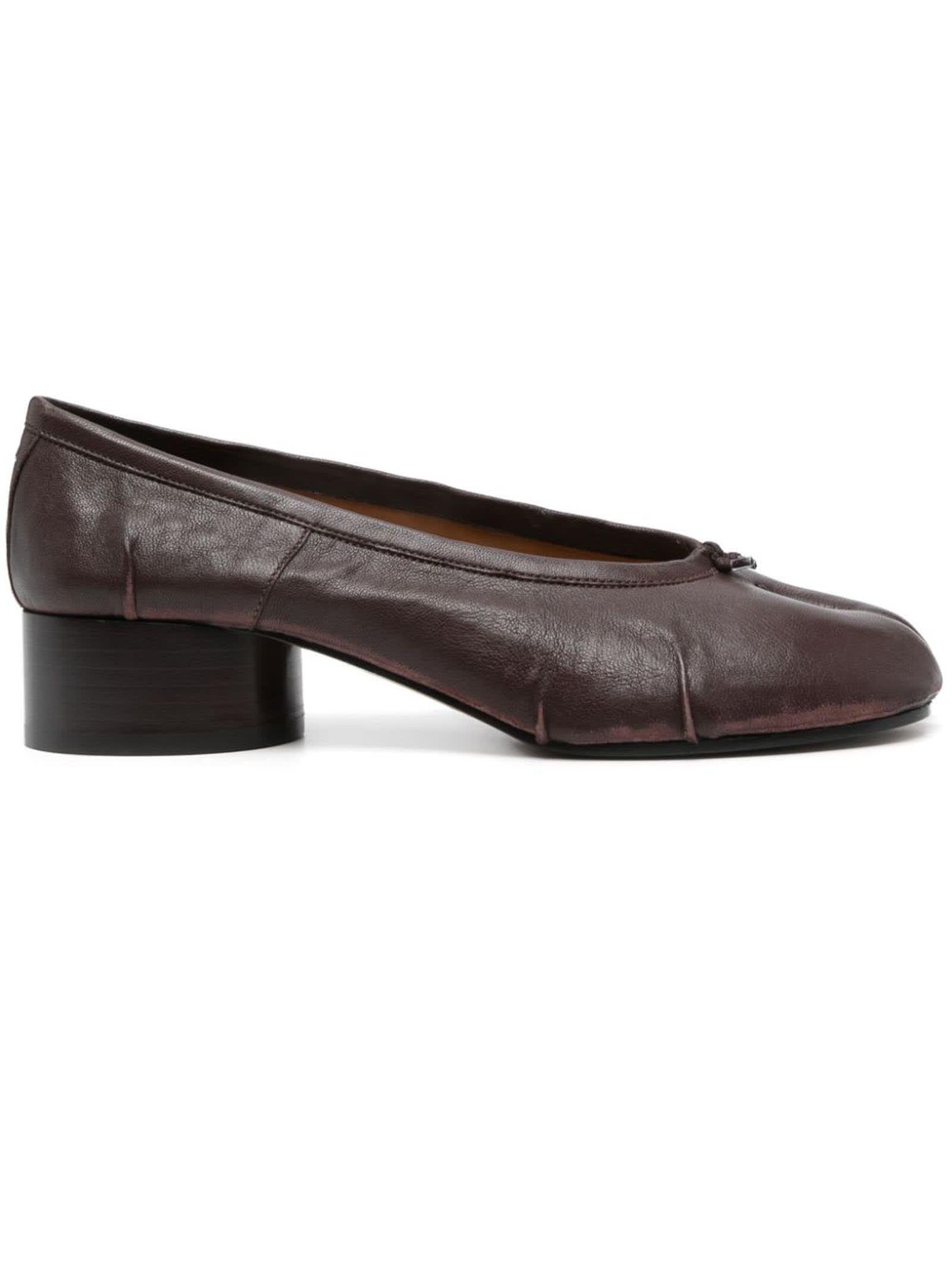 Shop Maison Margiela Tabi New Ballerina Shoes In Bordeaux