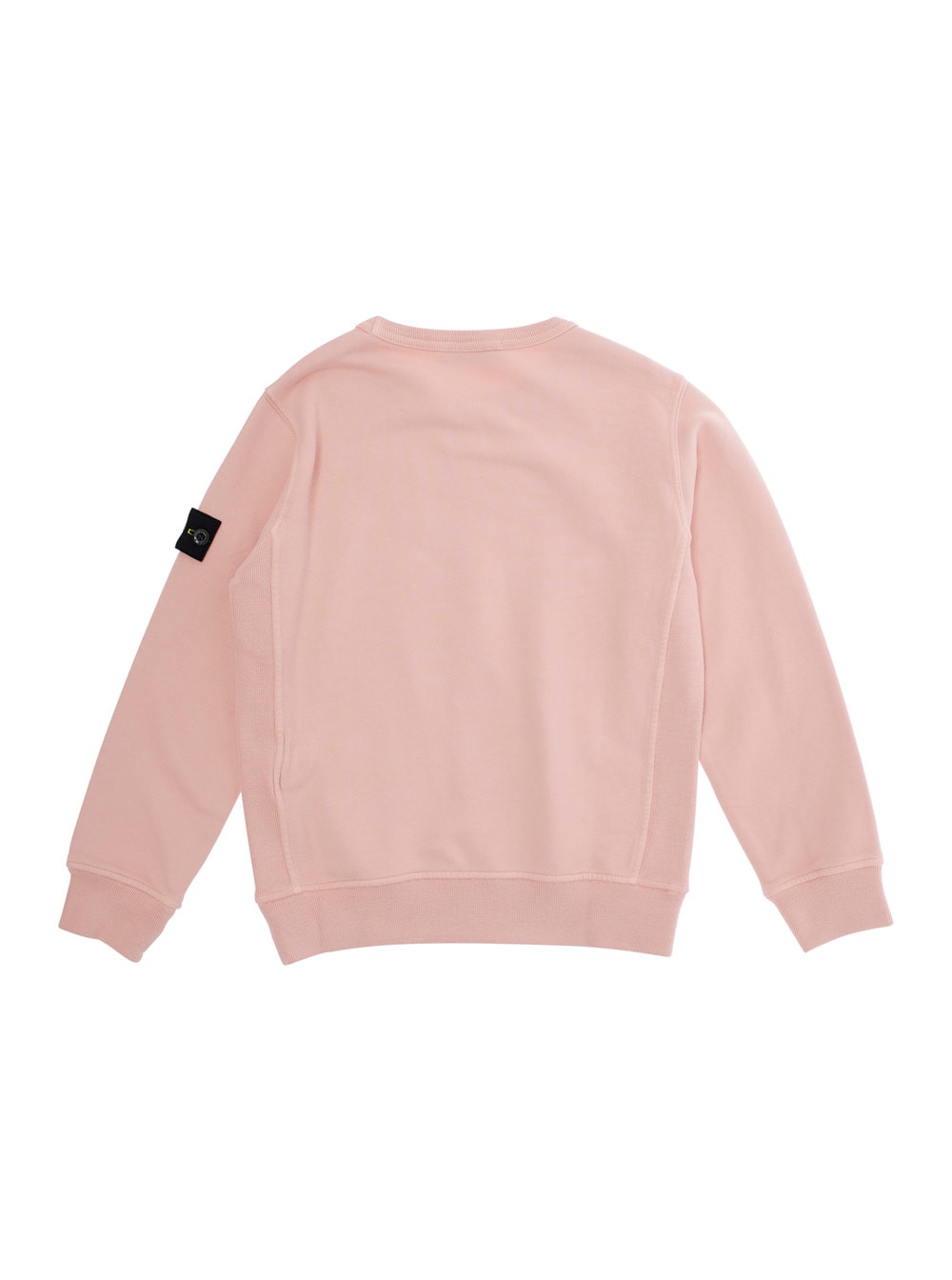 Stone Island Pink Crewneck Sweatshirt With Logo Patch On The Sleeve In Cotton Boy In Pink