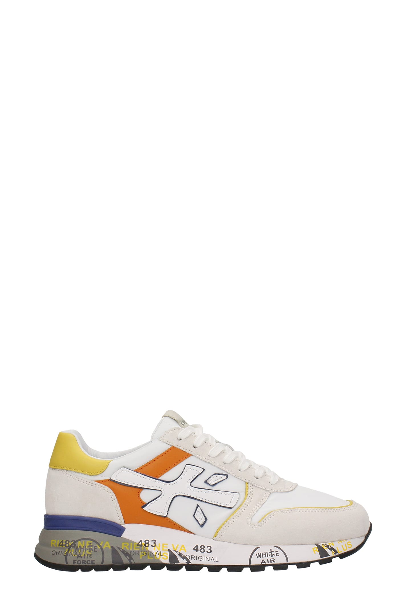 Premiata Mick Sneakers In White Suede And Fabric
