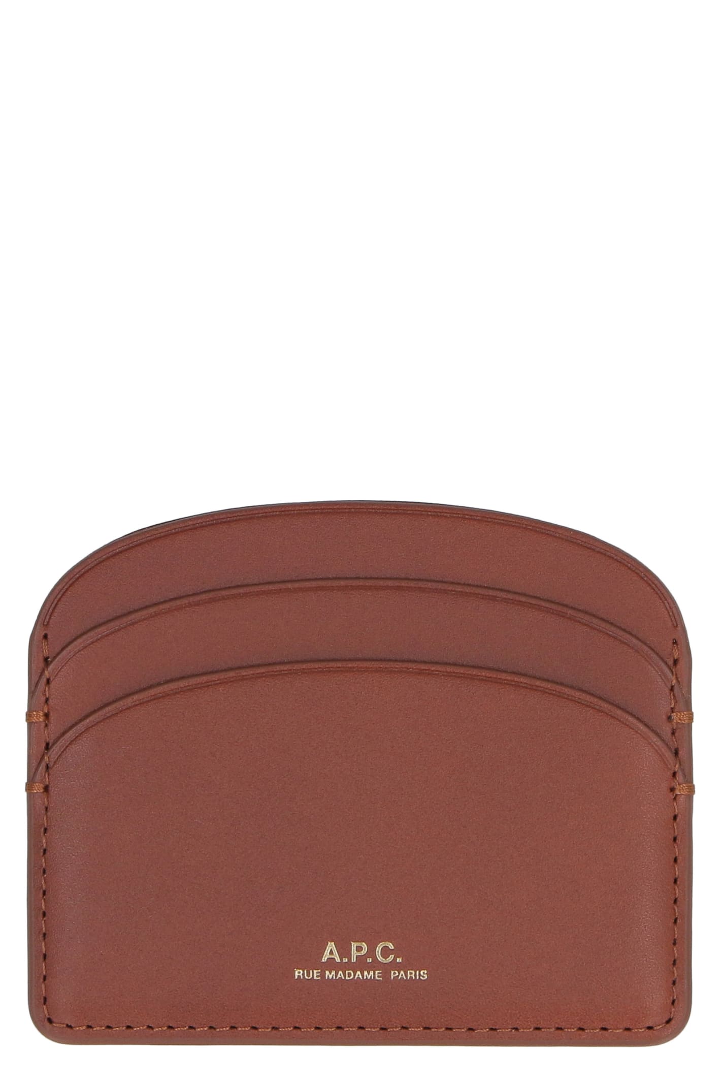 Apc Logo Detail Leather Card Holder In Brown