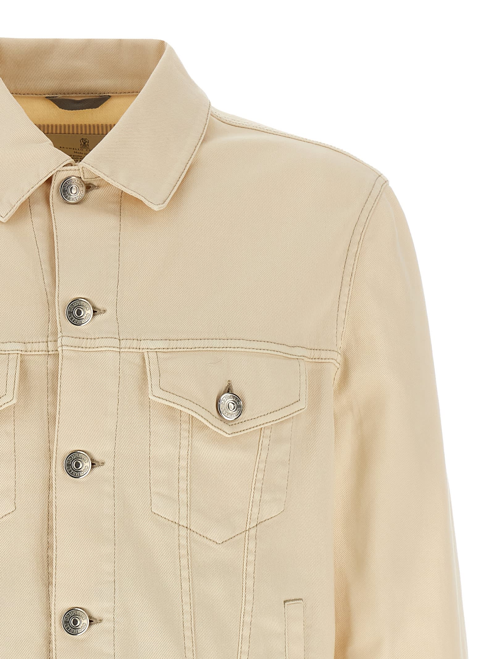 Brunello Cucinelli Denim Jacket Casual Jackets And Parka Beige In Neutral