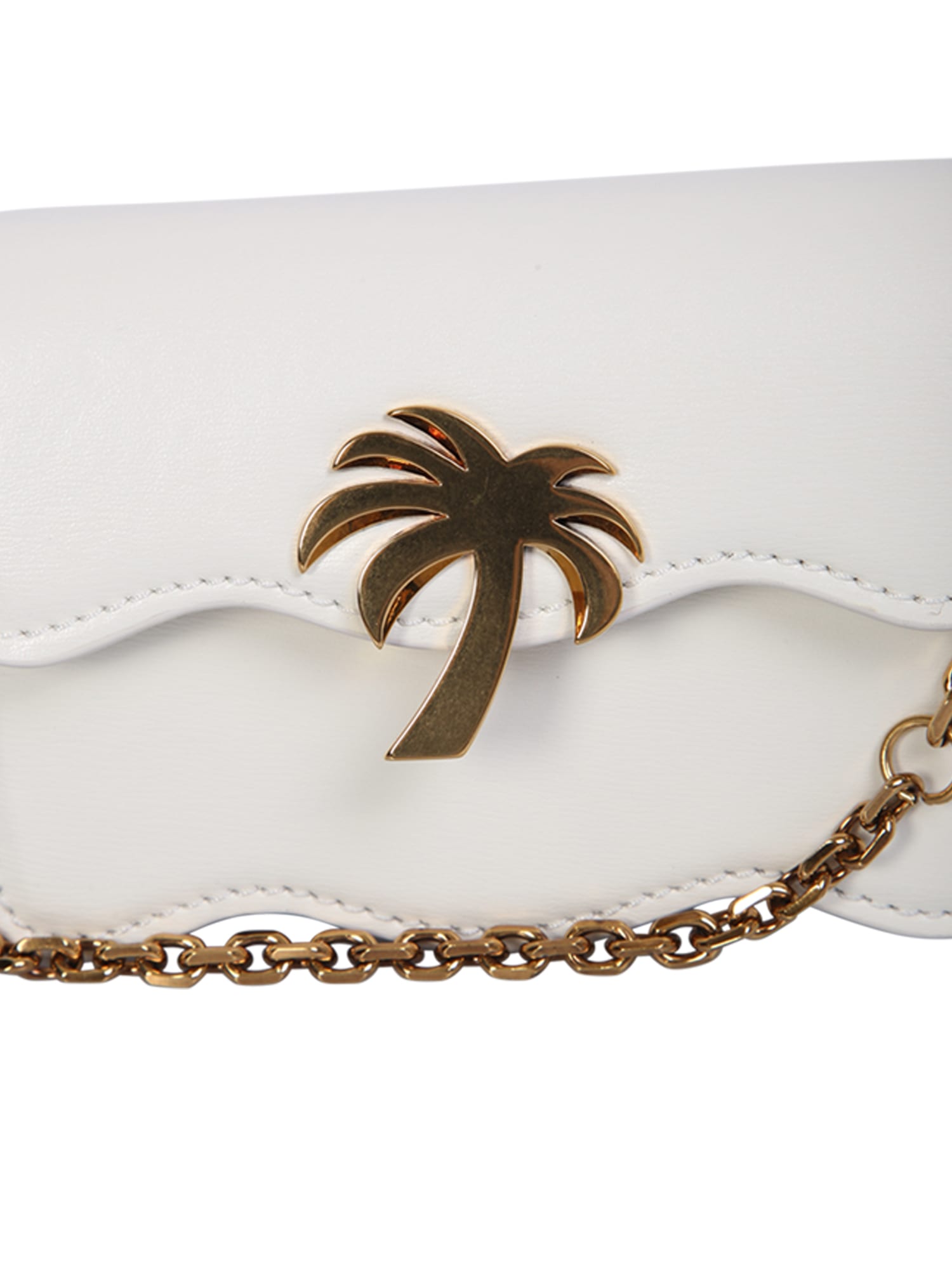Shop Palm Angels Logo Belt Bag White/gold