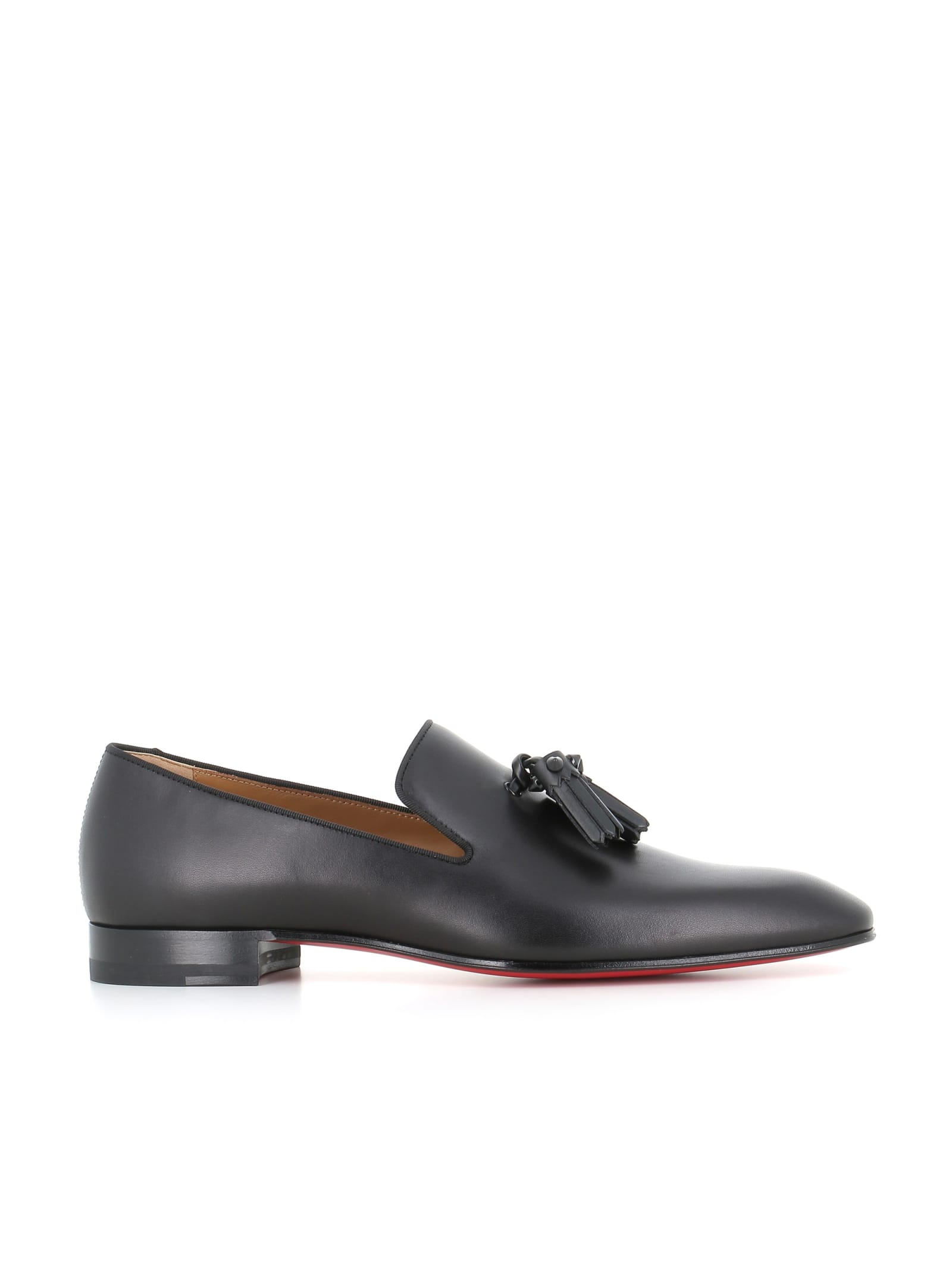 Shop Christian Louboutin Slipper With Tassels Dandelion Flat In Black