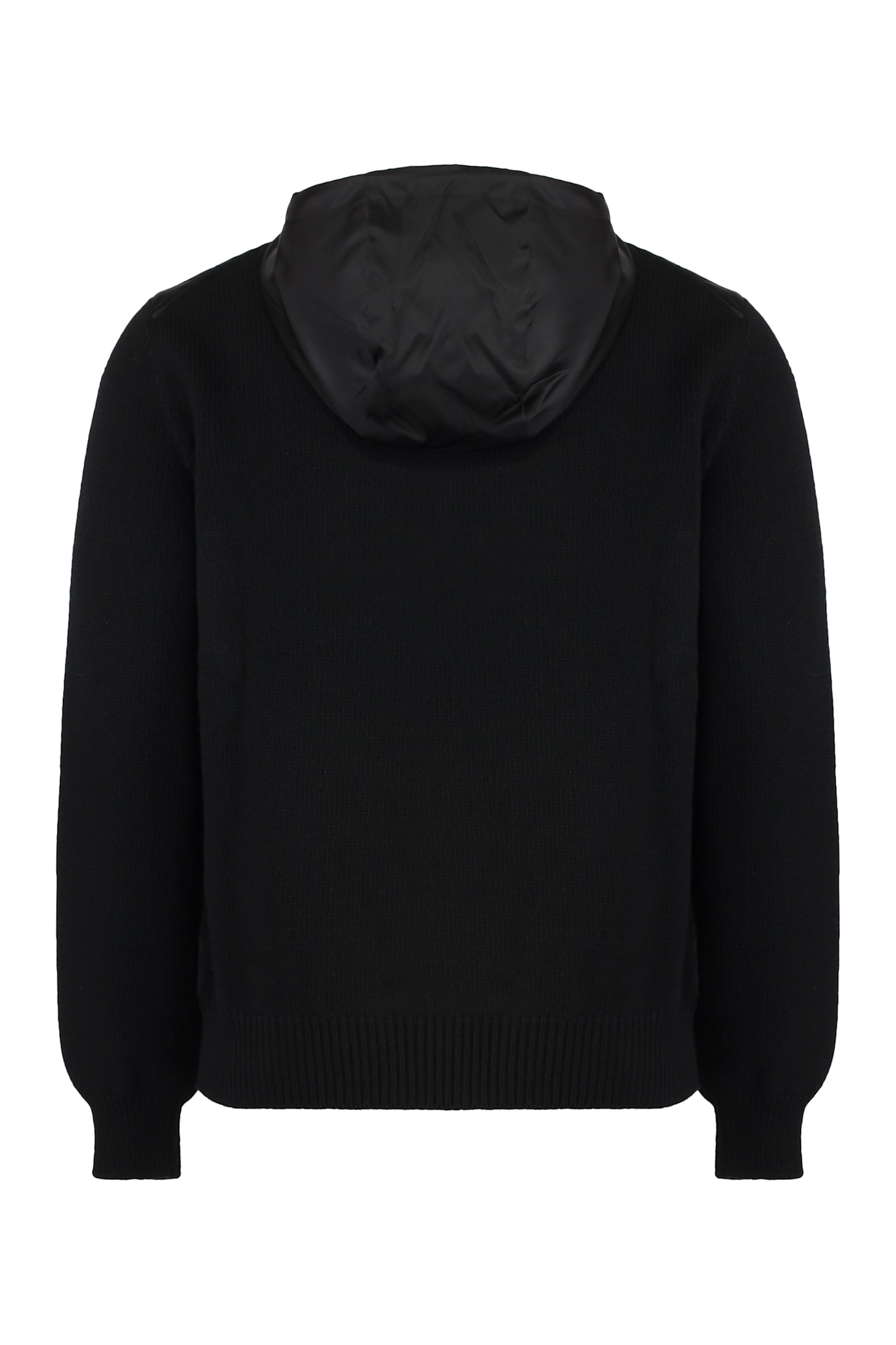 Prada Men's Cardigan With Nylon Frontal Panel In Black