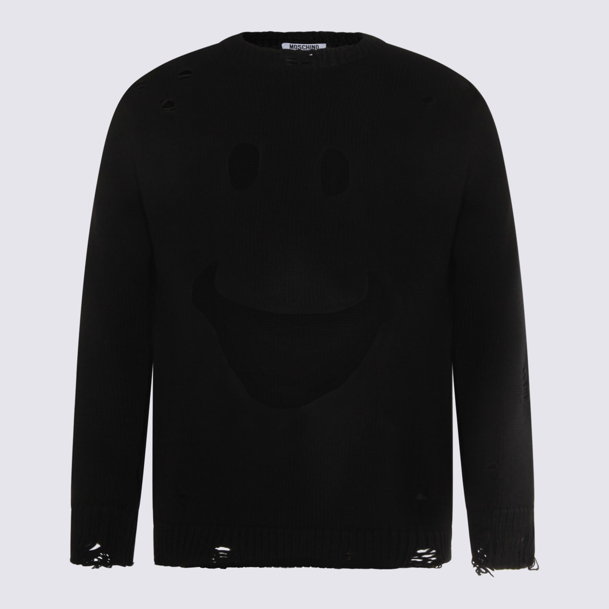 Moschino Oversized Pullover In Carved Wool In Black