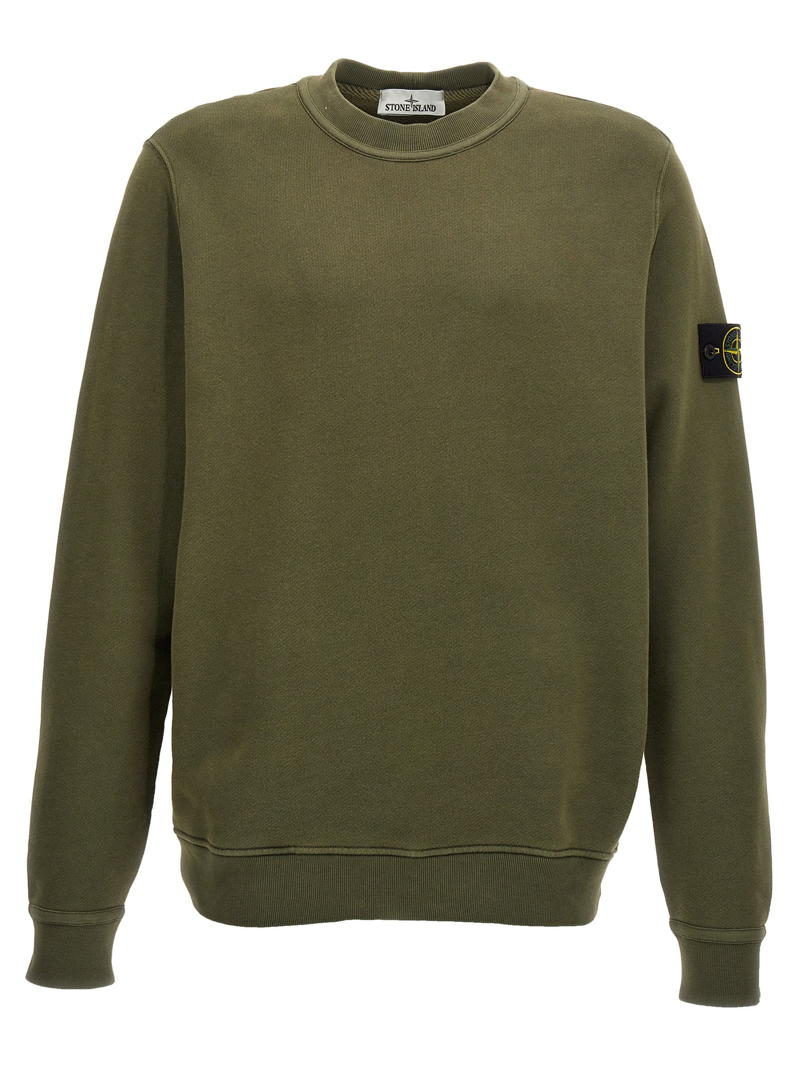 Shop Stone Island Logo Badge Sweatshirt In Green