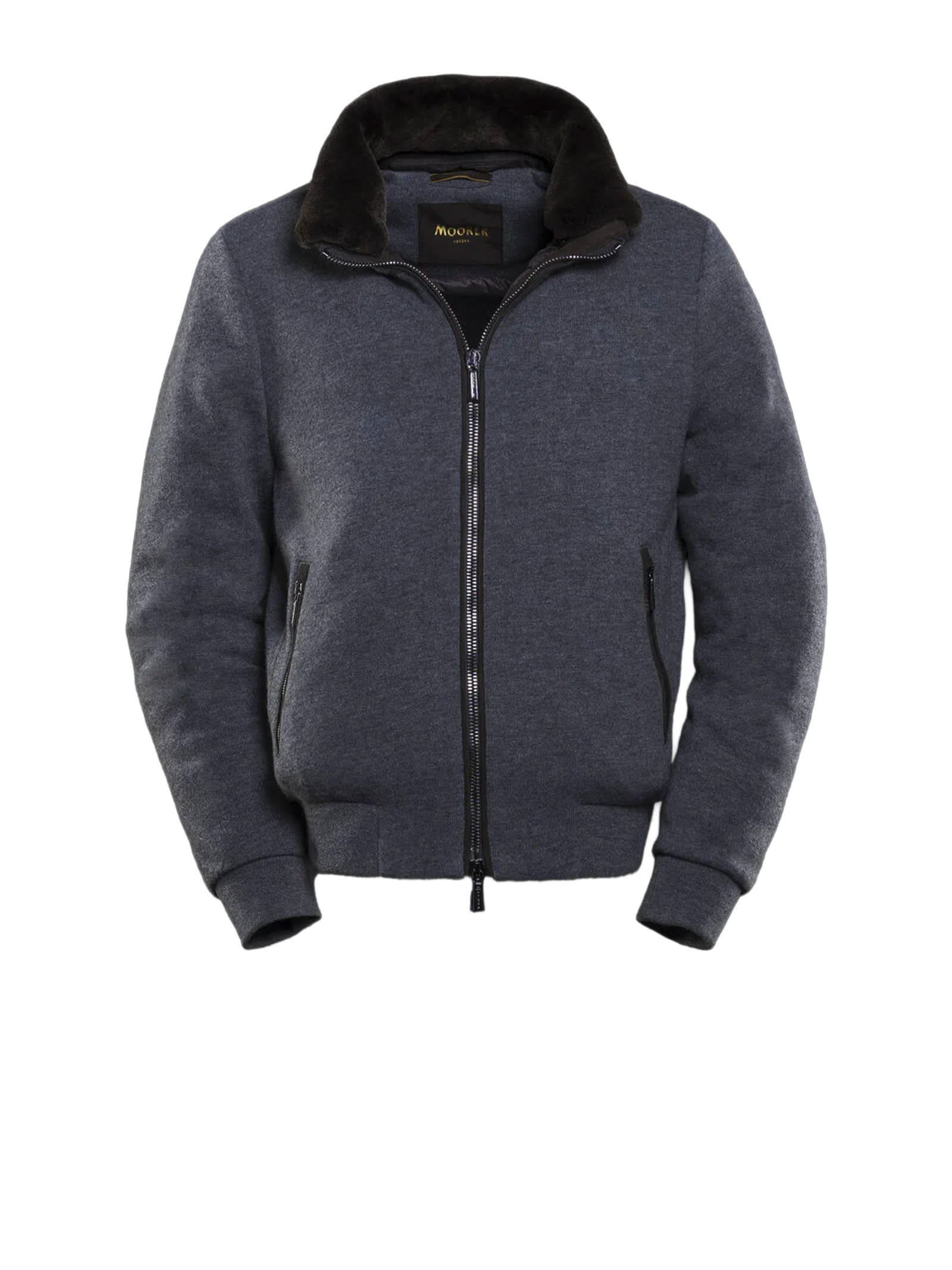 Moorer Long-sleeved Bomber Jacket In Blue