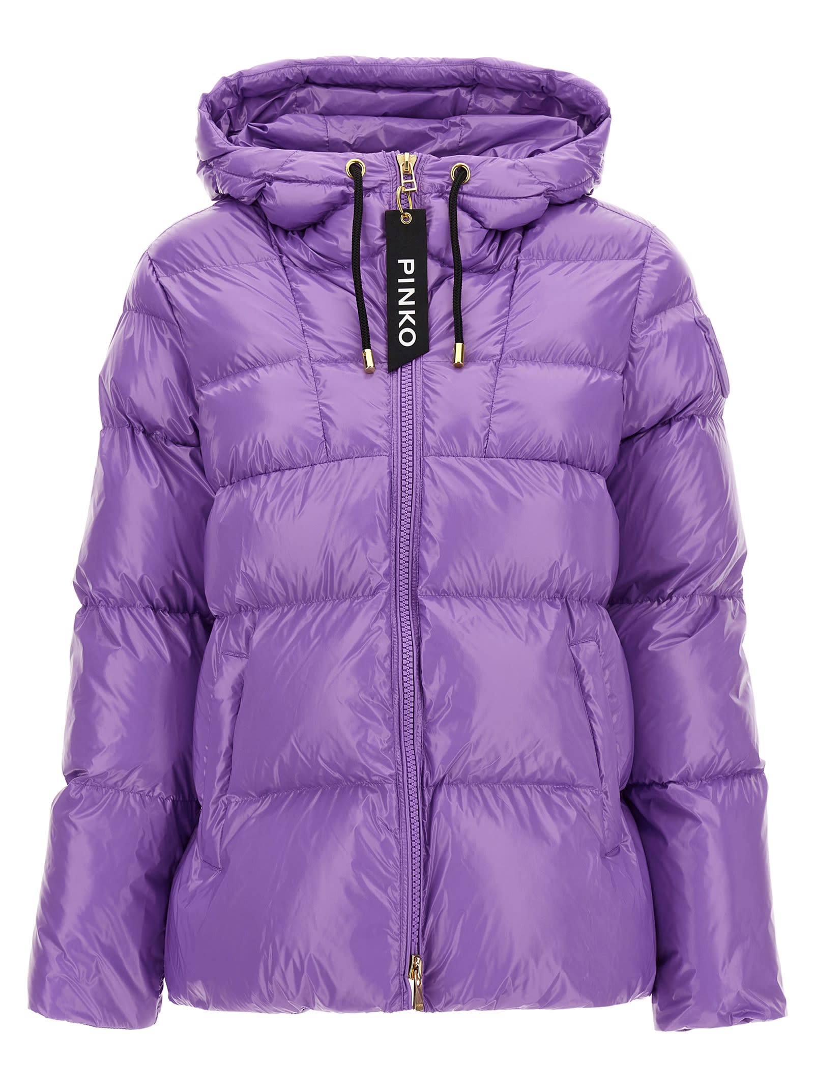 Pinko Padded Drawstring-hooded Jacket In Lilac