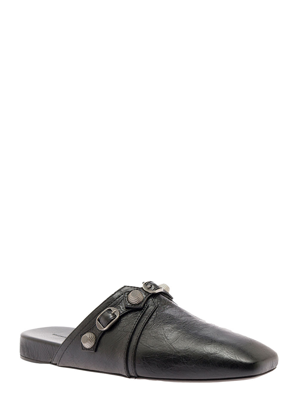Shop Balenciaga Cagole Black Mule Flat With Studs In Leather Man
