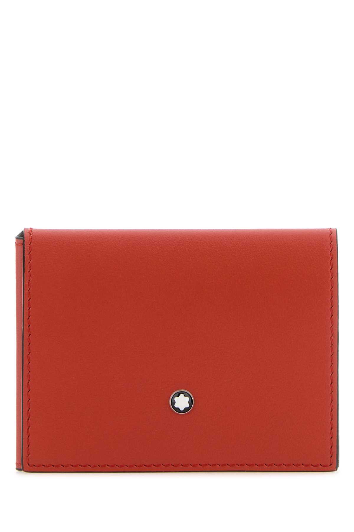 Shop Montblanc Red Leather Card Holder In Black