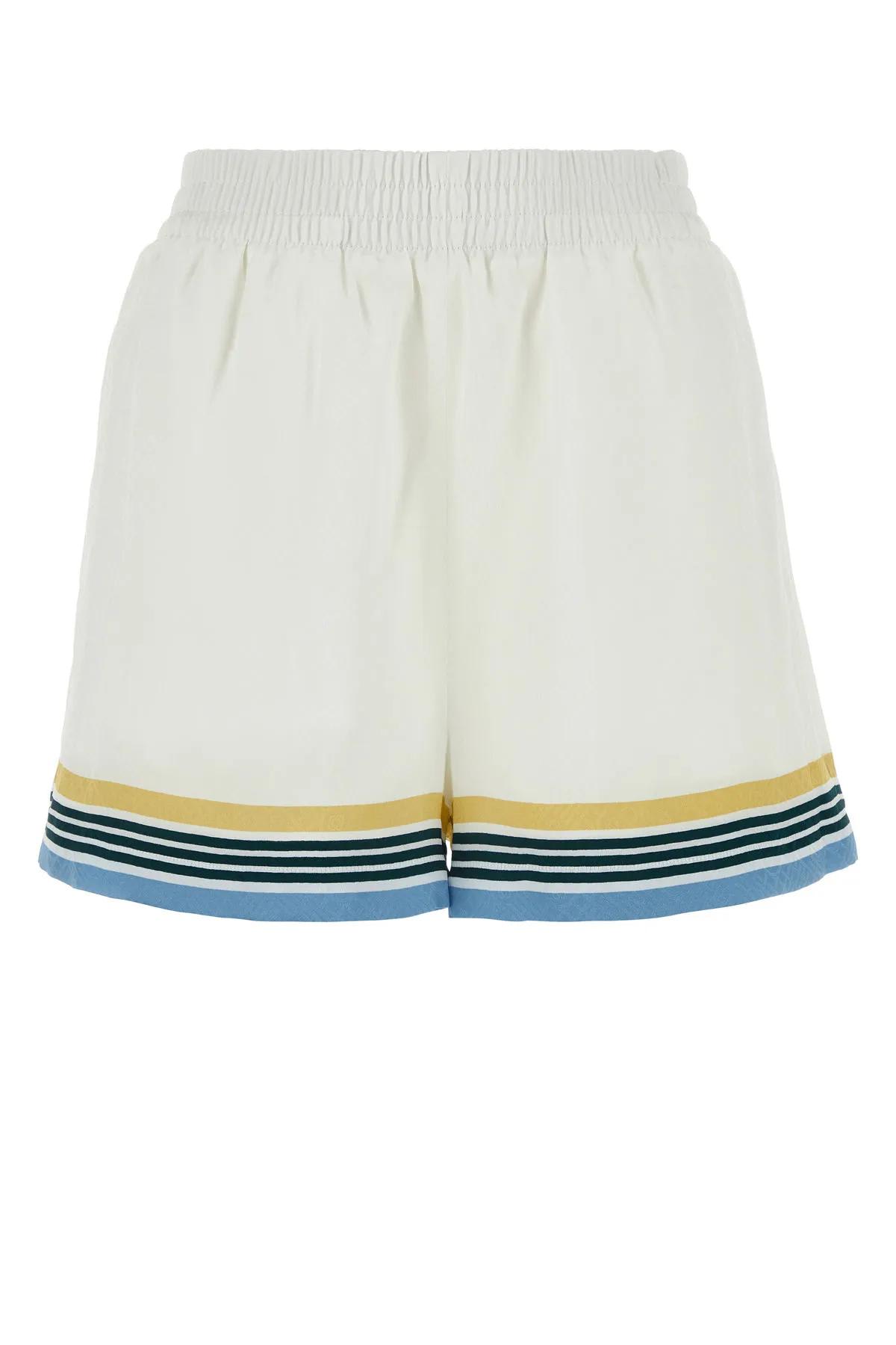 Shop Casablanca White Silk Shorts