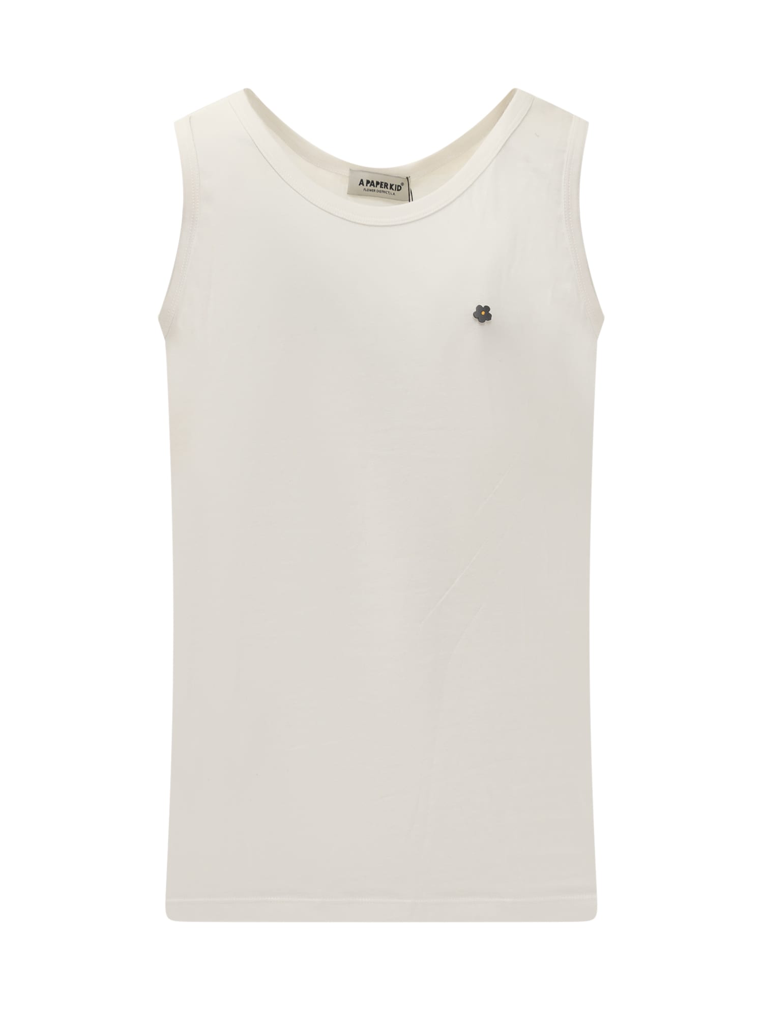 Shop A Paper Kid Tank Top With Flower Pin. In Beige