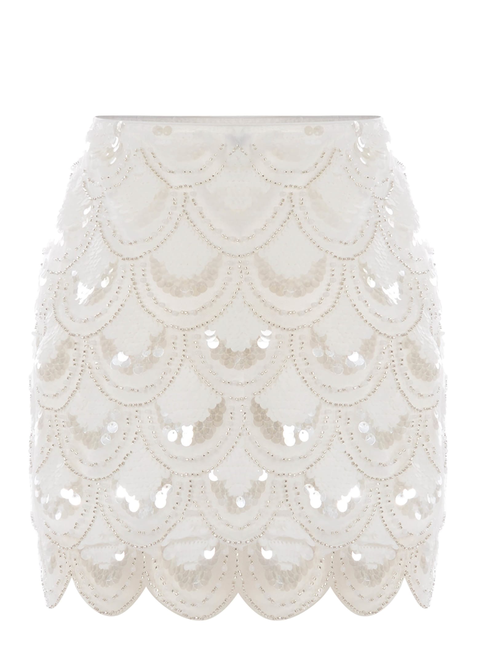 Shop Rotate Birger Christensen Skirt Rotate Made With Sequins In Bianco