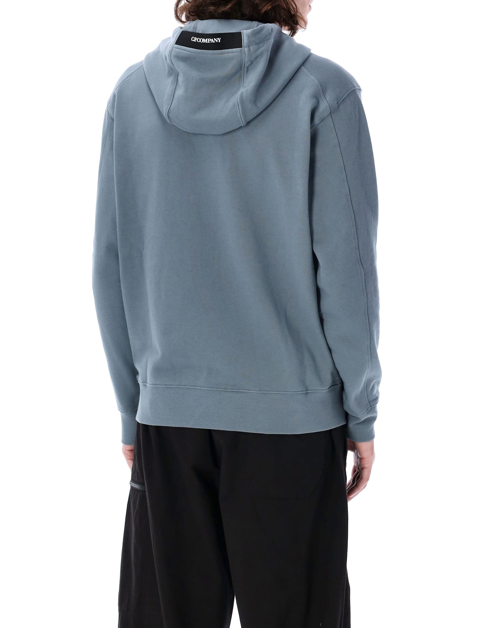 C.p. Company C.p.company Diagonal Raised Fleece Lens Hooded Sweatshirt In Stormy Weather